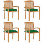 Voir la diapositive 1 : VIDAXL Chaises de jardin empilables avec coussins lot de 4 Teck solide