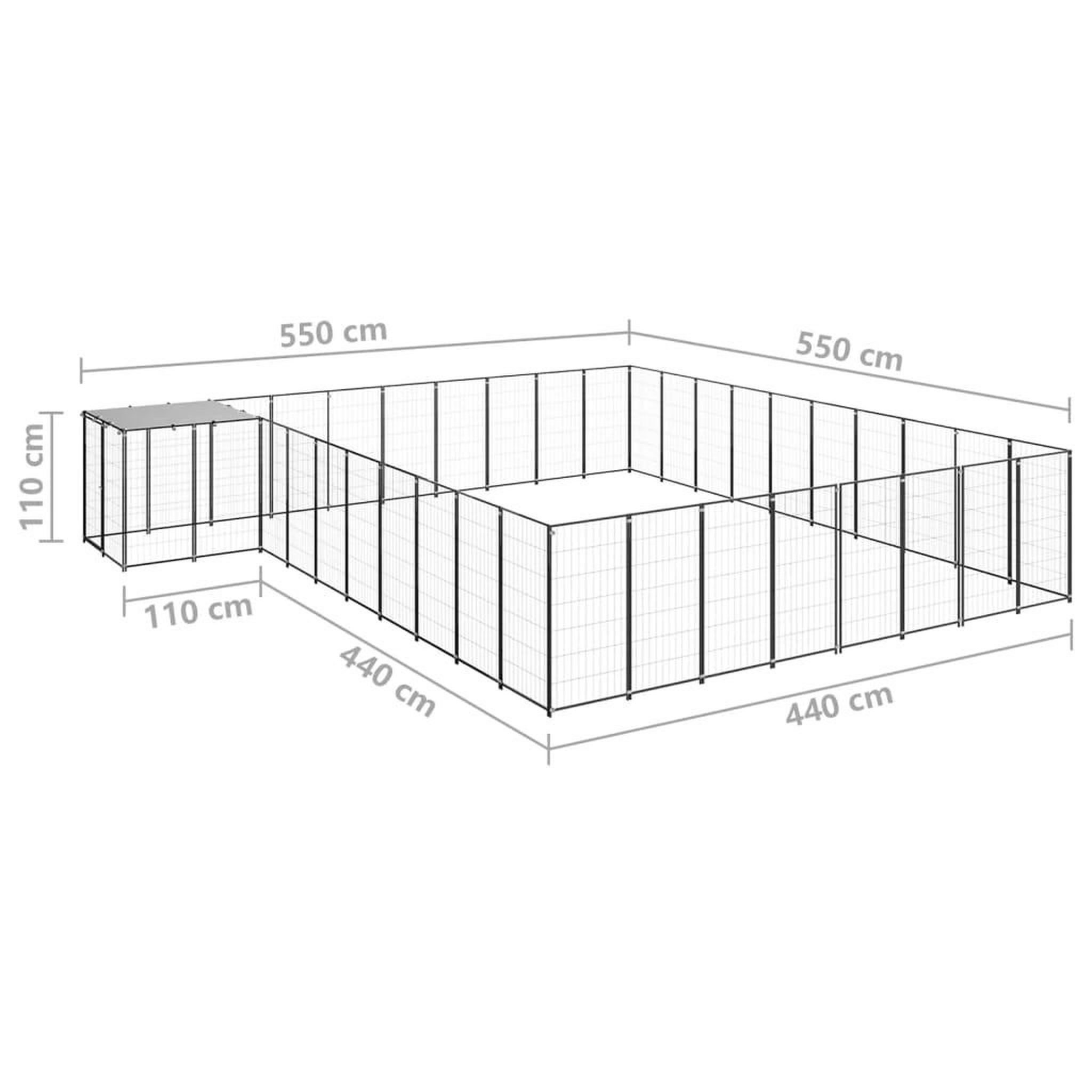 Voir la diapositive 6 : VIDAXL Chenil Noir 25,41 m^2 Acier