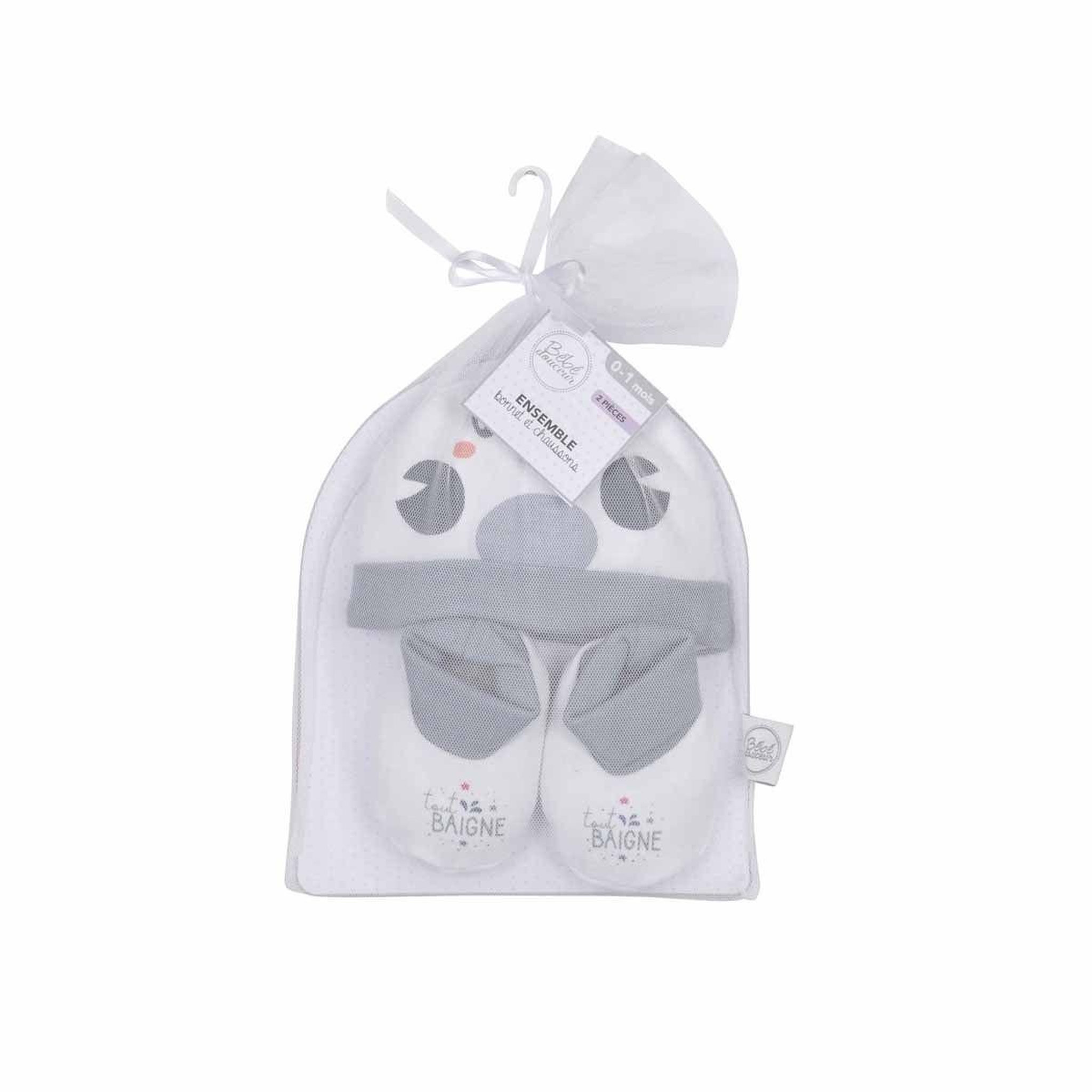 Voir la diapositive 2 : HOMEA Lot bonnet & chaussons  crabe  0 à 1 mois bleu