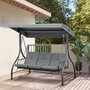 Voir la diapositive 2 : OUTSUNNY Balancelle de jardin 3 places convertible matelas fourni gris métal noir