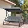 Voir la diapositive 2 : OUTSUNNY Balancelle de jardin 3 places convertible matelas fourni gris métal noir