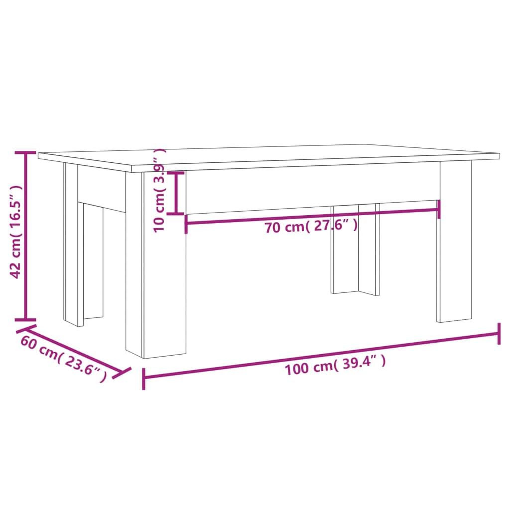 Voir la diapositive 6 : VIDAXL Table basse Sonoma gris 100x60x42 cm Bois d'ingenierie
