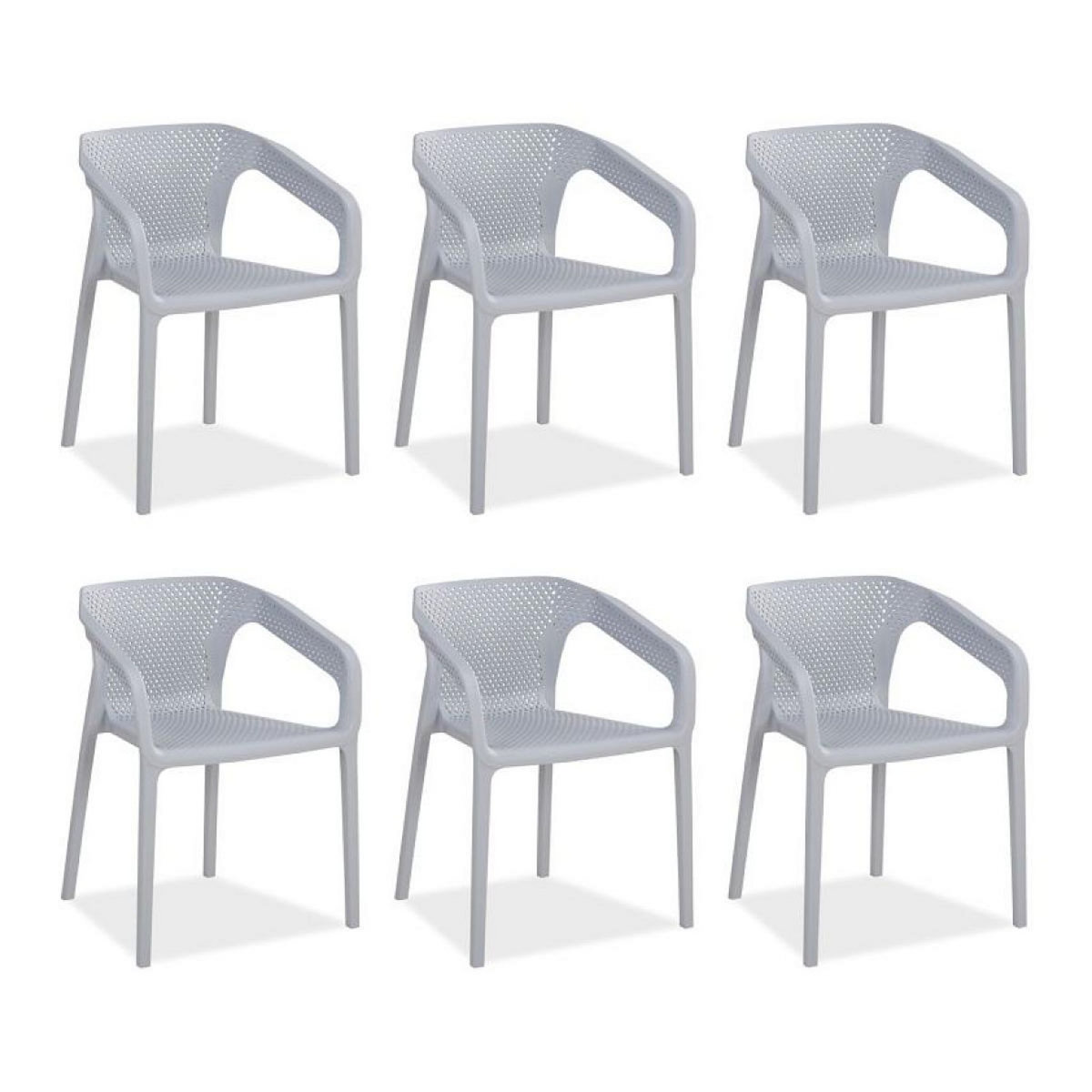 HomeStyle4U Lot de 6 chaises jardin en gris