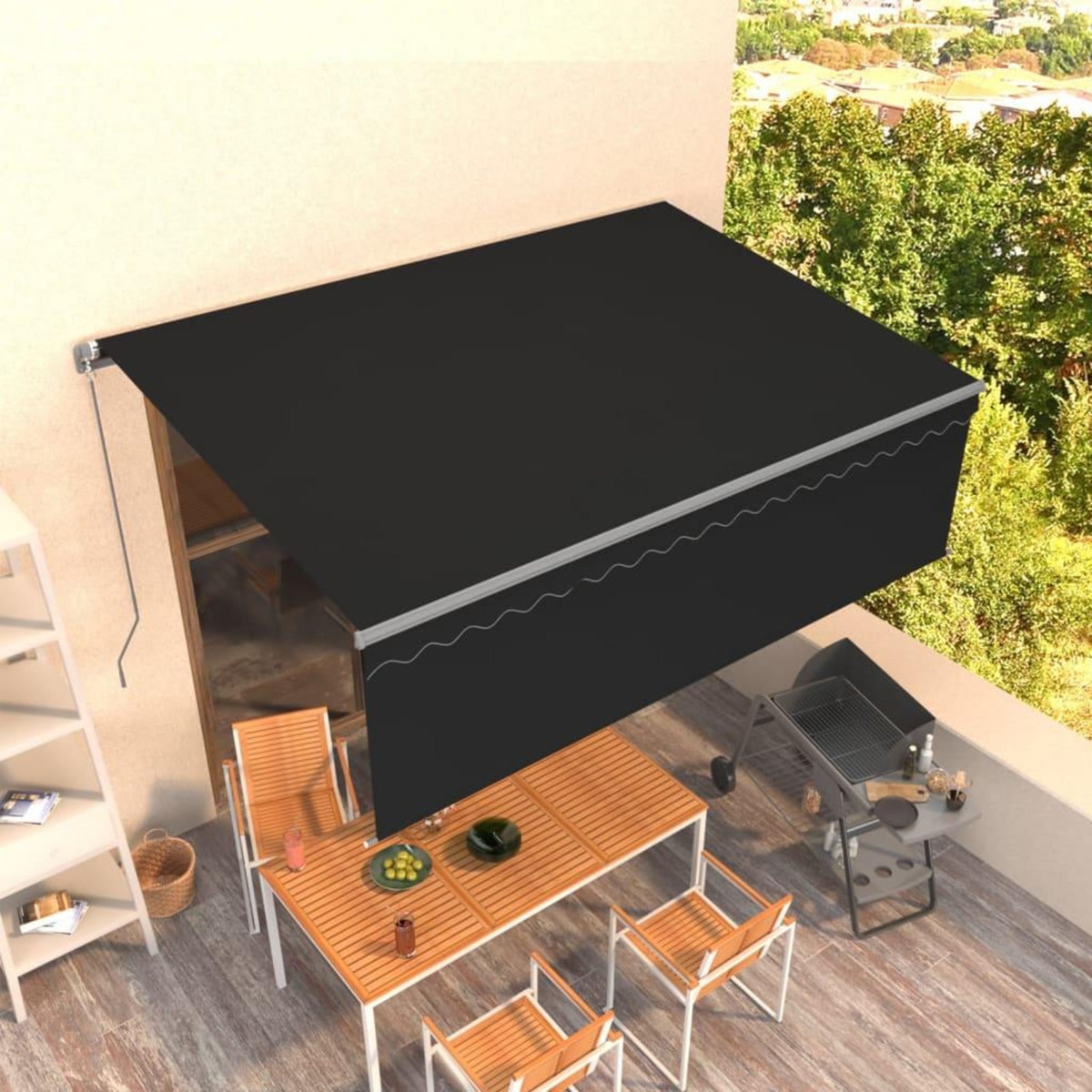 VIDAXL Auvent manuel retractable avec store 4,5x3 m Anthracite