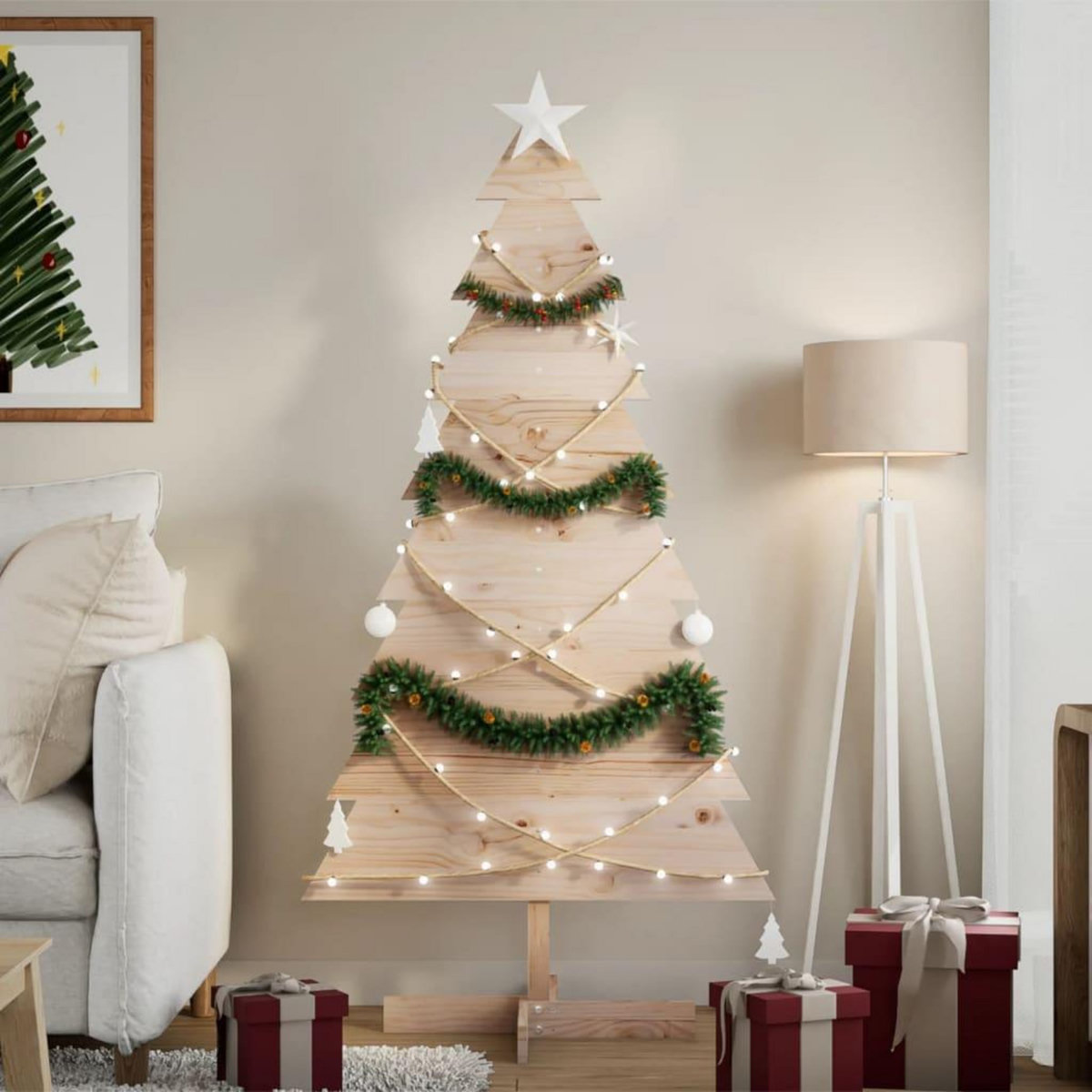 VIDAXL Arbre de Noël en bois pour decoration 150 cm bois massif de pin