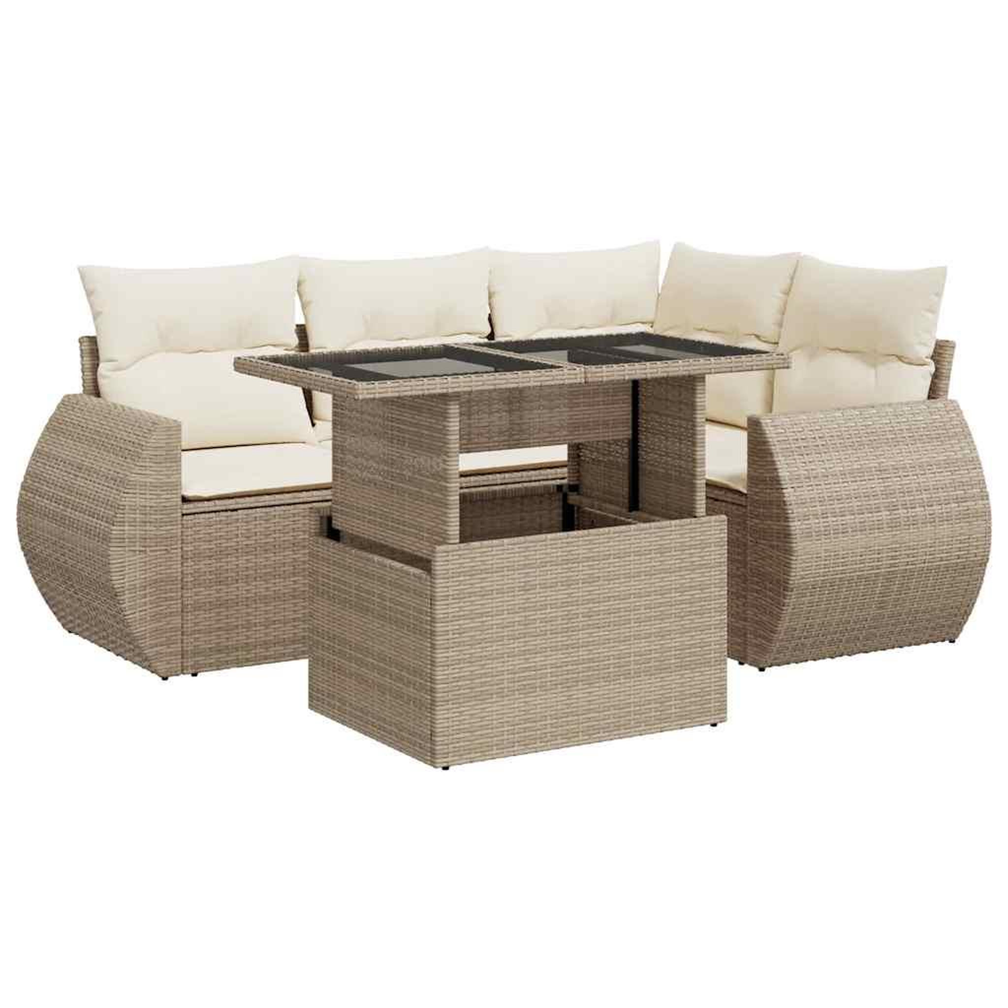 Voir la diapositive 2 : VIDAXL Salon de jardin avec coussins 5 pcs beige resine tressee