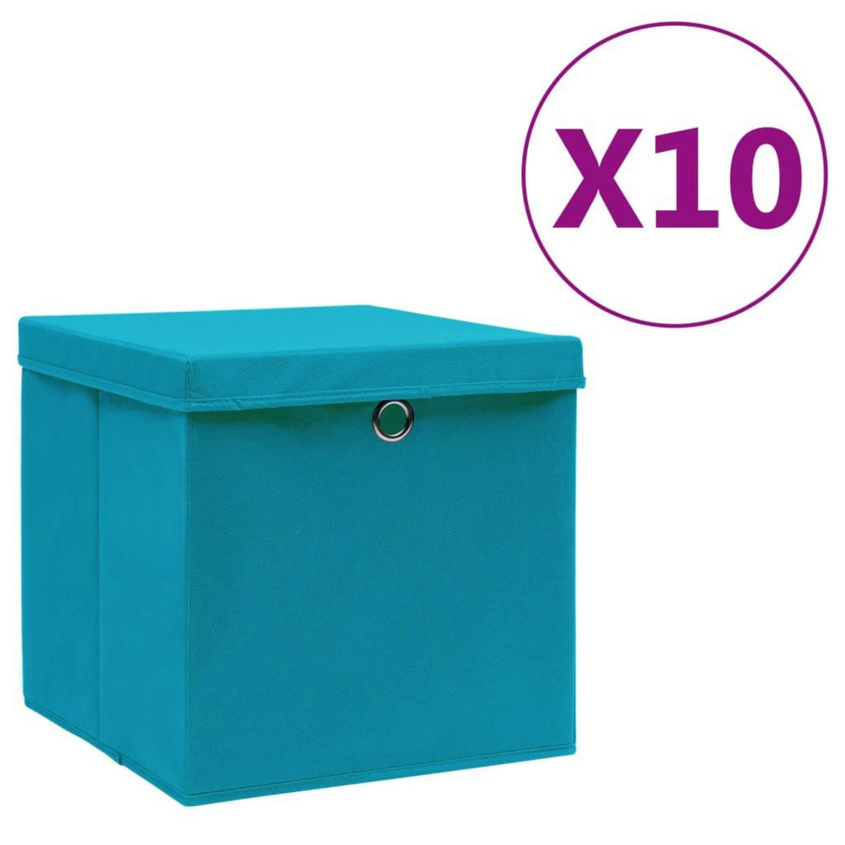 VIDAXL Boîtes de rangement avec couvercles 10pcs 28x28x28cm Bleu azure