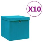 VIDAXL Boîtes de rangement avec couvercles 10pcs 28x28x28cm Bleu azure