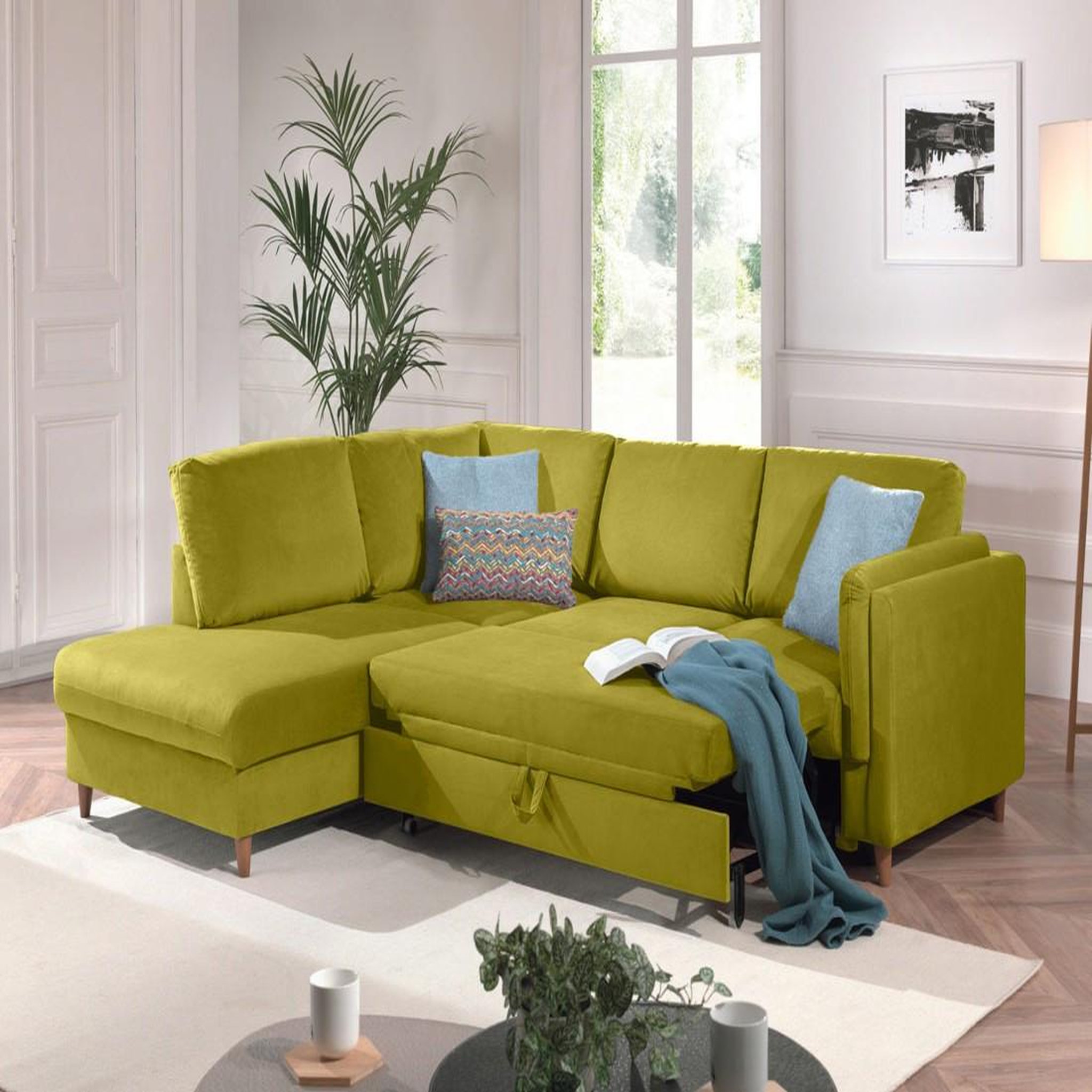 Voir la diapositive 3 : LISA DESIGN Brooke - canapé d'angle gauche - convertible - 5 places - en velours