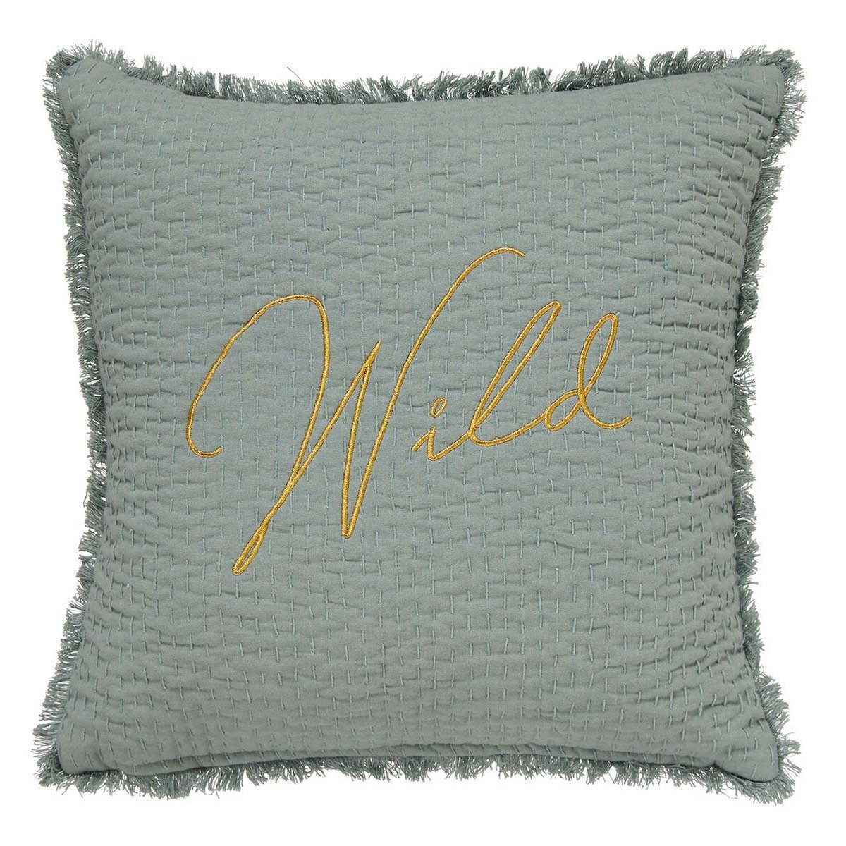 ATMOSPHERA Coussin Déco Brodé  Wild  45x45cm Vert Céladon