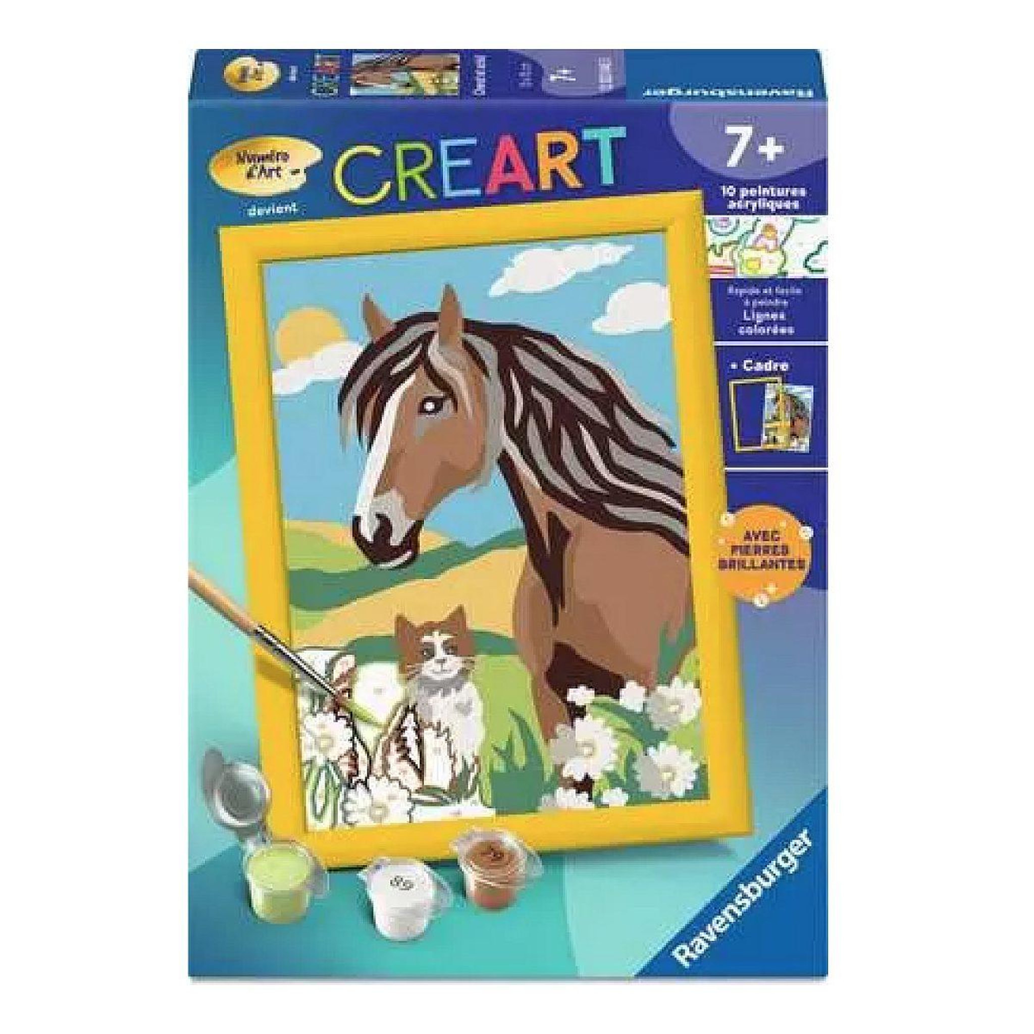 Voir la diapositive 1 : RAVENSBURGER Peinture par numero enfant des 7 ans - creart kids - 13x18 cm - cheval et soleil
