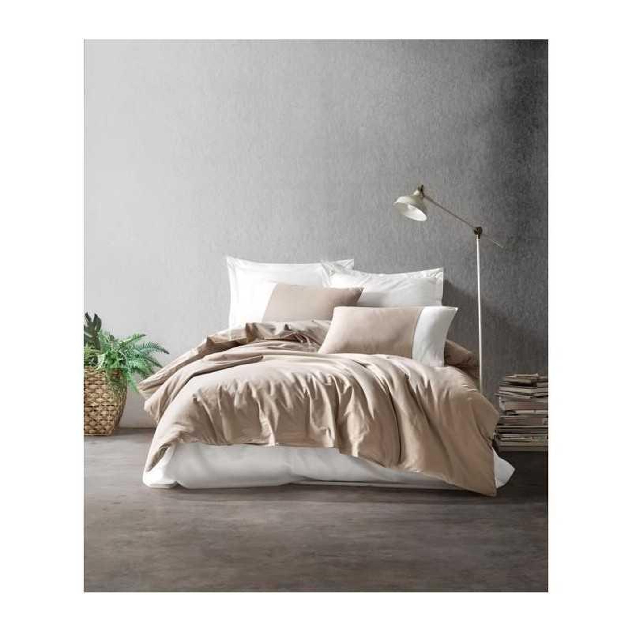 GENERIQUE Parure de lit - 129CTN62695 - 1 housse de couette 220 x 240 cm + 2 taies d'oreiller 60 x 60 cm - 100% coton ranforcé - Vison
