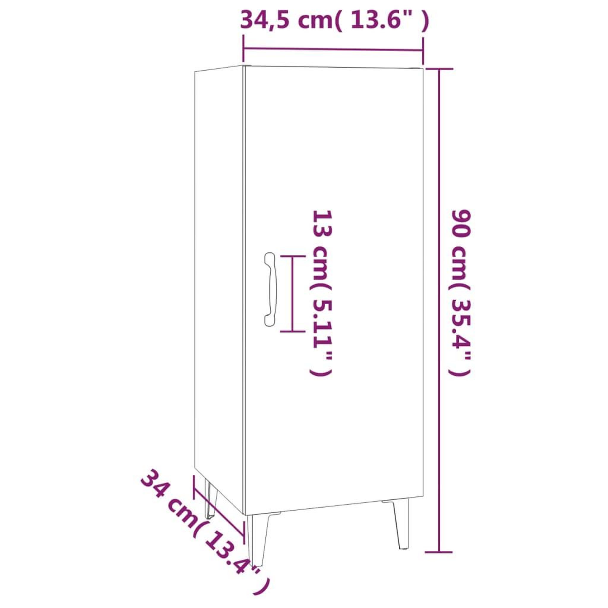 Voir la diapositive 6 : VIDAXL Buffet Blanc brillant 34,5x34x90 cm Bois d'ingenierie