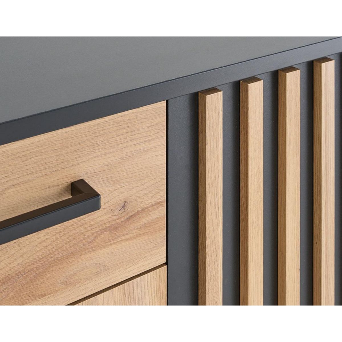 BEST MOBILIER Varna - buffet bas - bois et noir - 110 cm