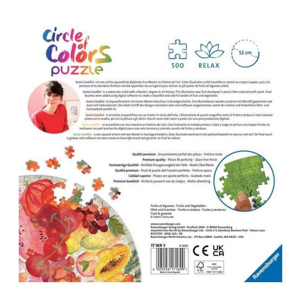 RAVENSBURGER Ravensburger - Puzzle rond 500 pieces - Fruits et legumes Circle of Colors