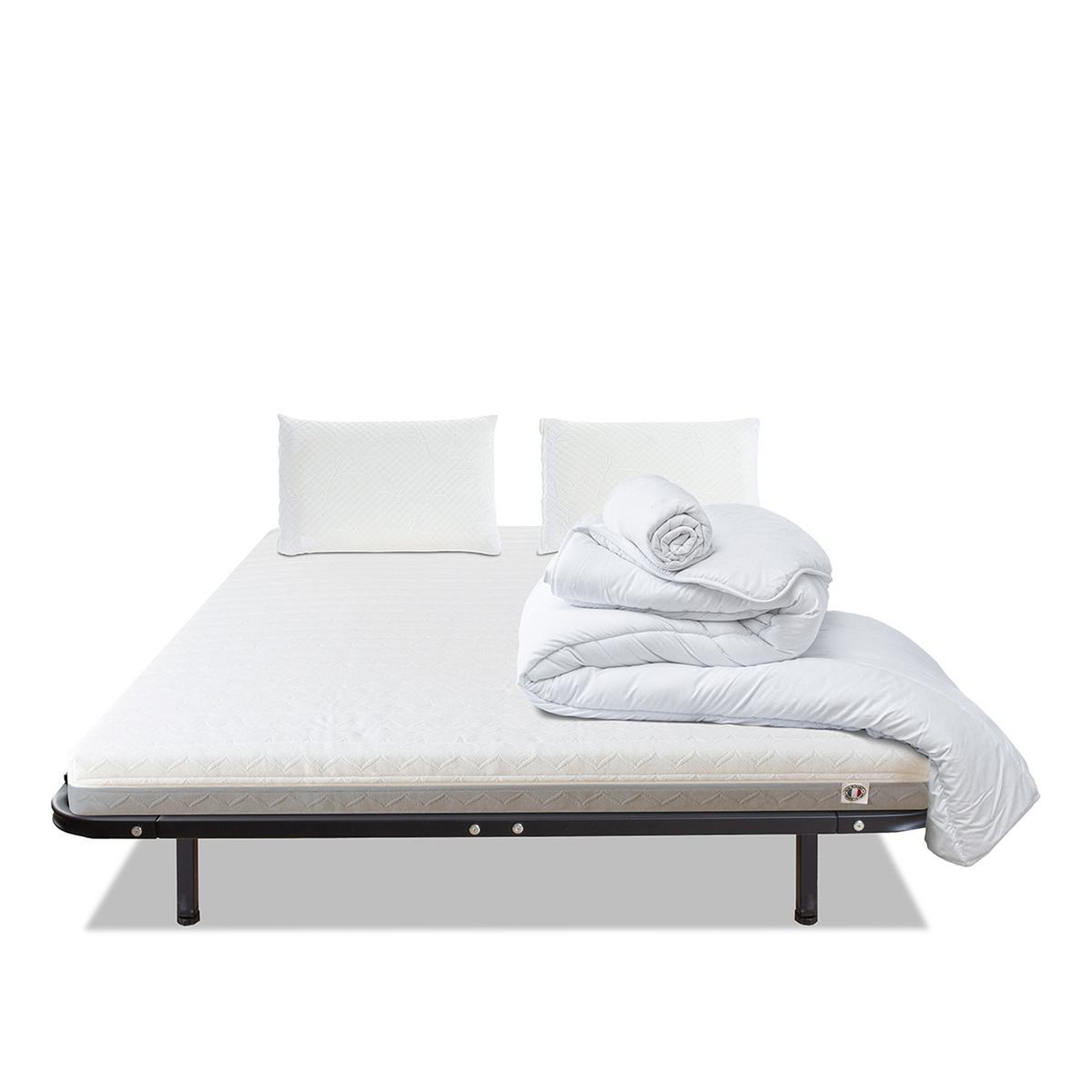 Voir la diapositive 1 : OLYMPE LITERIE Olympe literie | pack prêt à dormir venus | matelas mousse haute densité + sommier métal + accessoires
