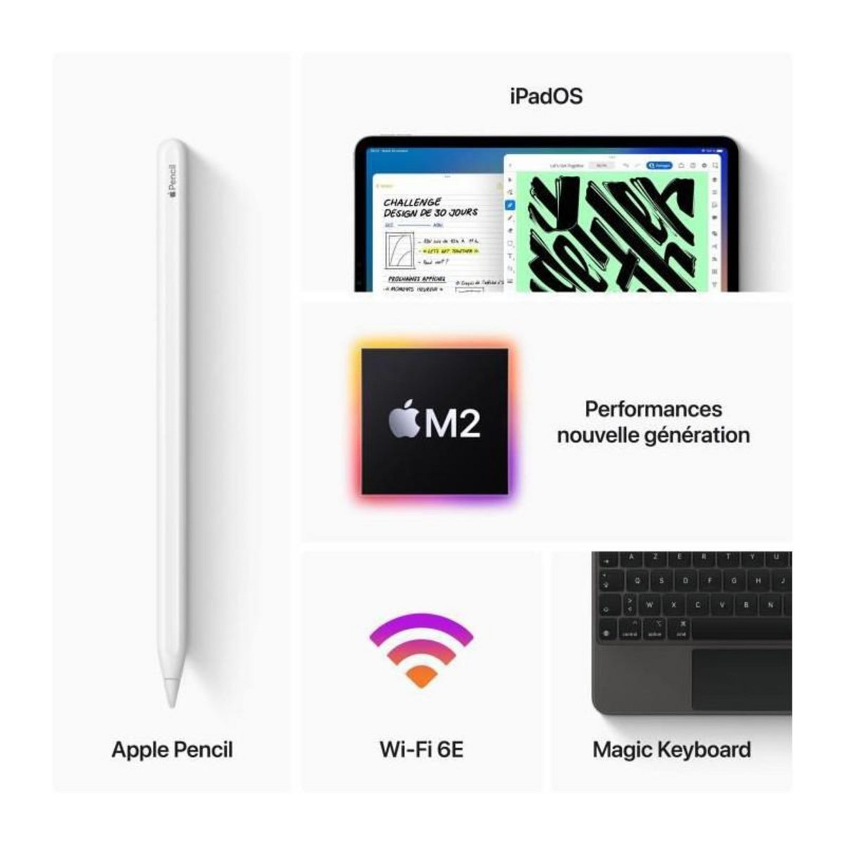APPLE Apple - iPad Pro (2022) - 11 - WiFi + Cellular - 1 To - Argent