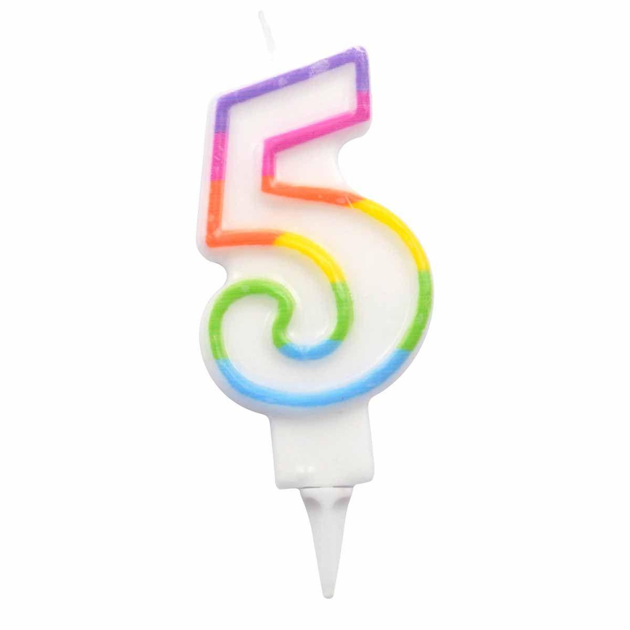 HOMEA Bougie d'Anniversaire  Chiffre 5  7cm Multicolore
