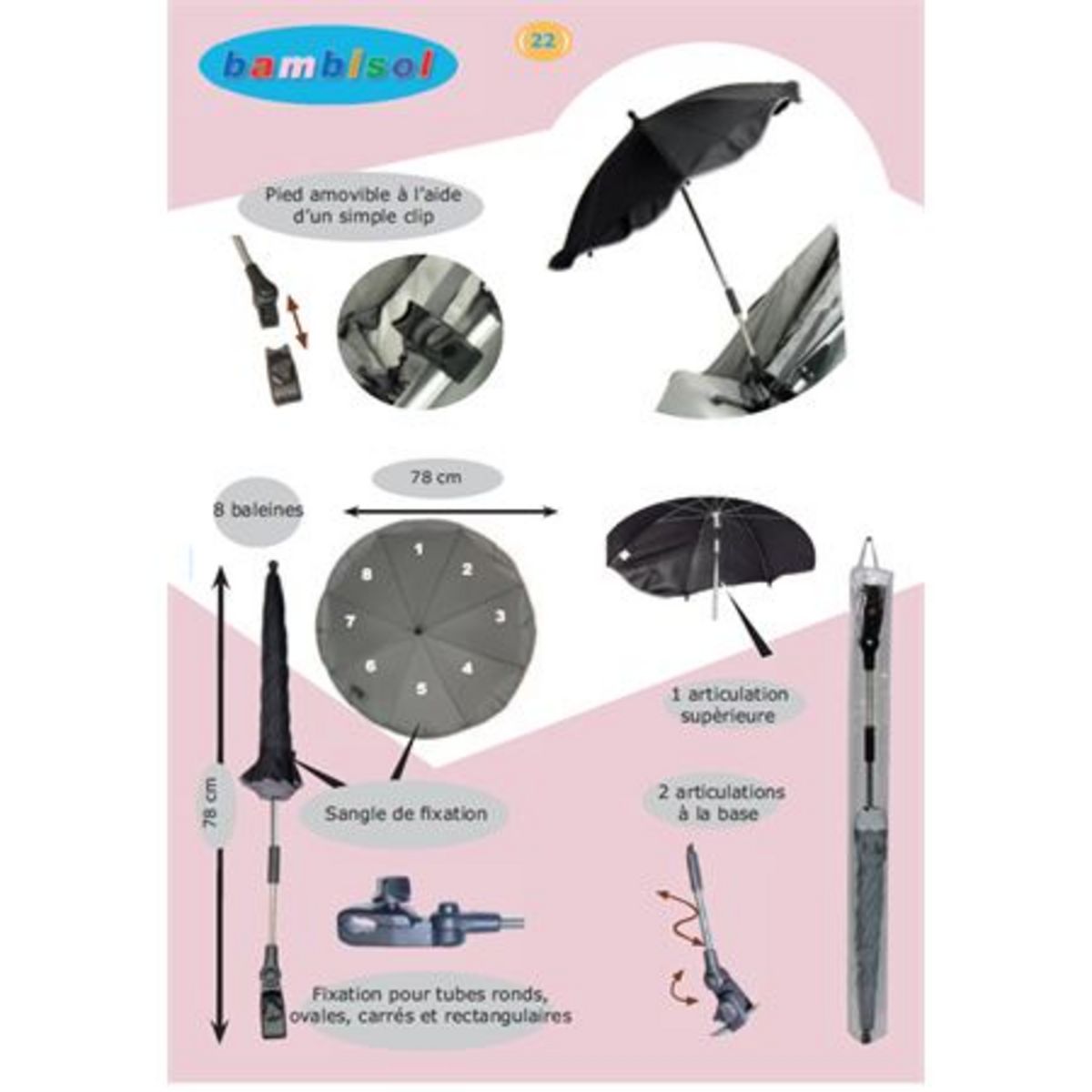 BAMBISOL Ombrelle pour poussette  - Gris