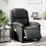 VIDAXL Fauteuil de massage inclinable electrique noir cuir veritable
