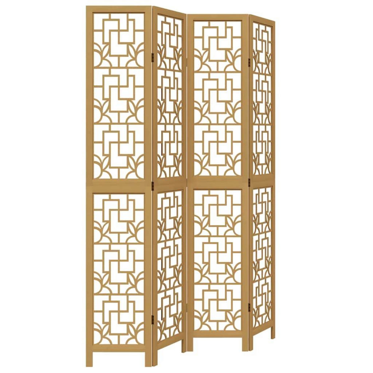 VIDAXL Cloison de separation 4 panneaux marron bois paulownia massif