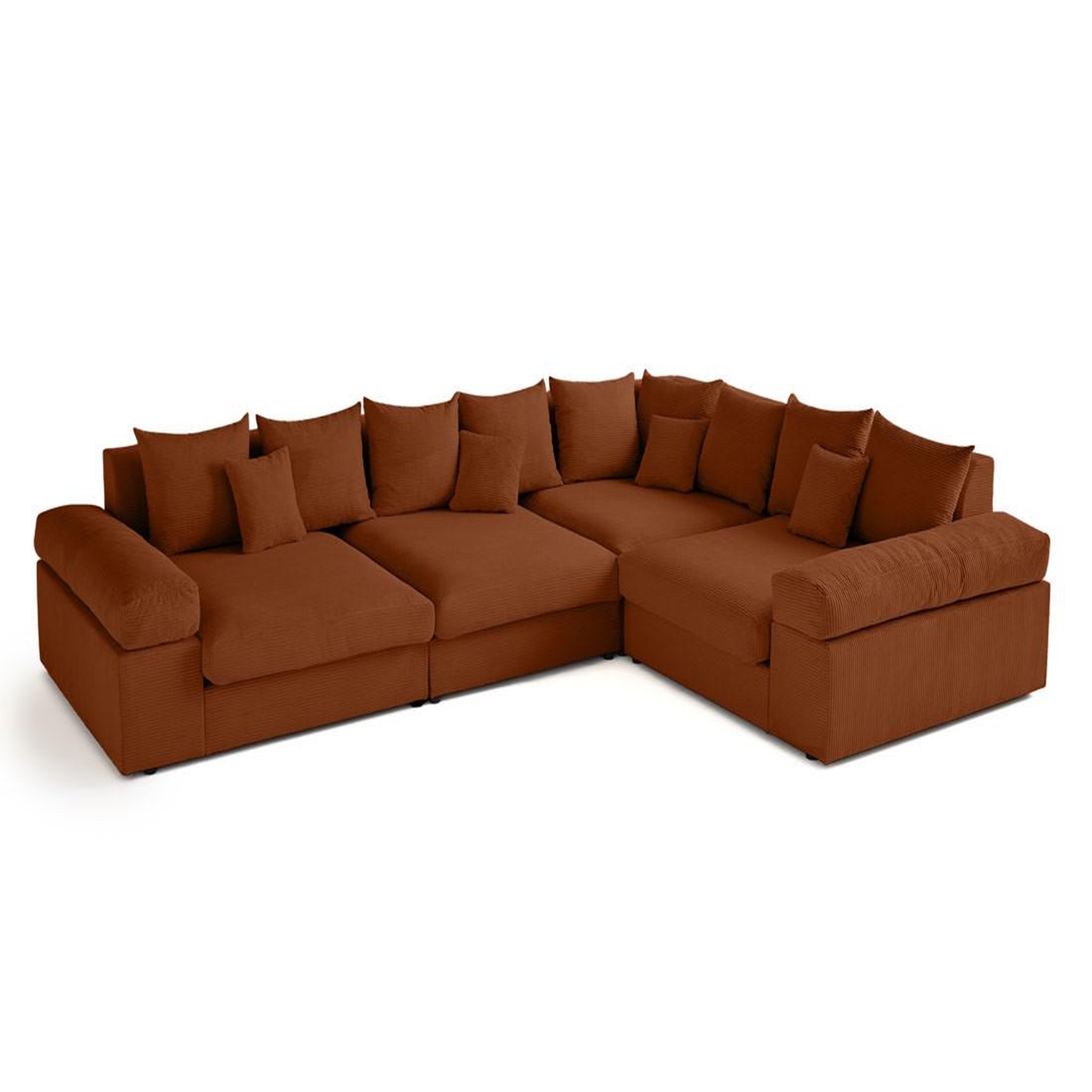 Voir la diapositive 3 : LISA DESIGN Aspen - canapé d'angle réversible 5 places - assise profonde - en velours côtelé