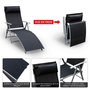 Voir la diapositive 4 : OUTSUNNY Outsunny transat chaise longue bain de soleil pliable dossier inclinable multi-positions têtière fournie 137L x 64l x 101H cm métal époxy textilène noir