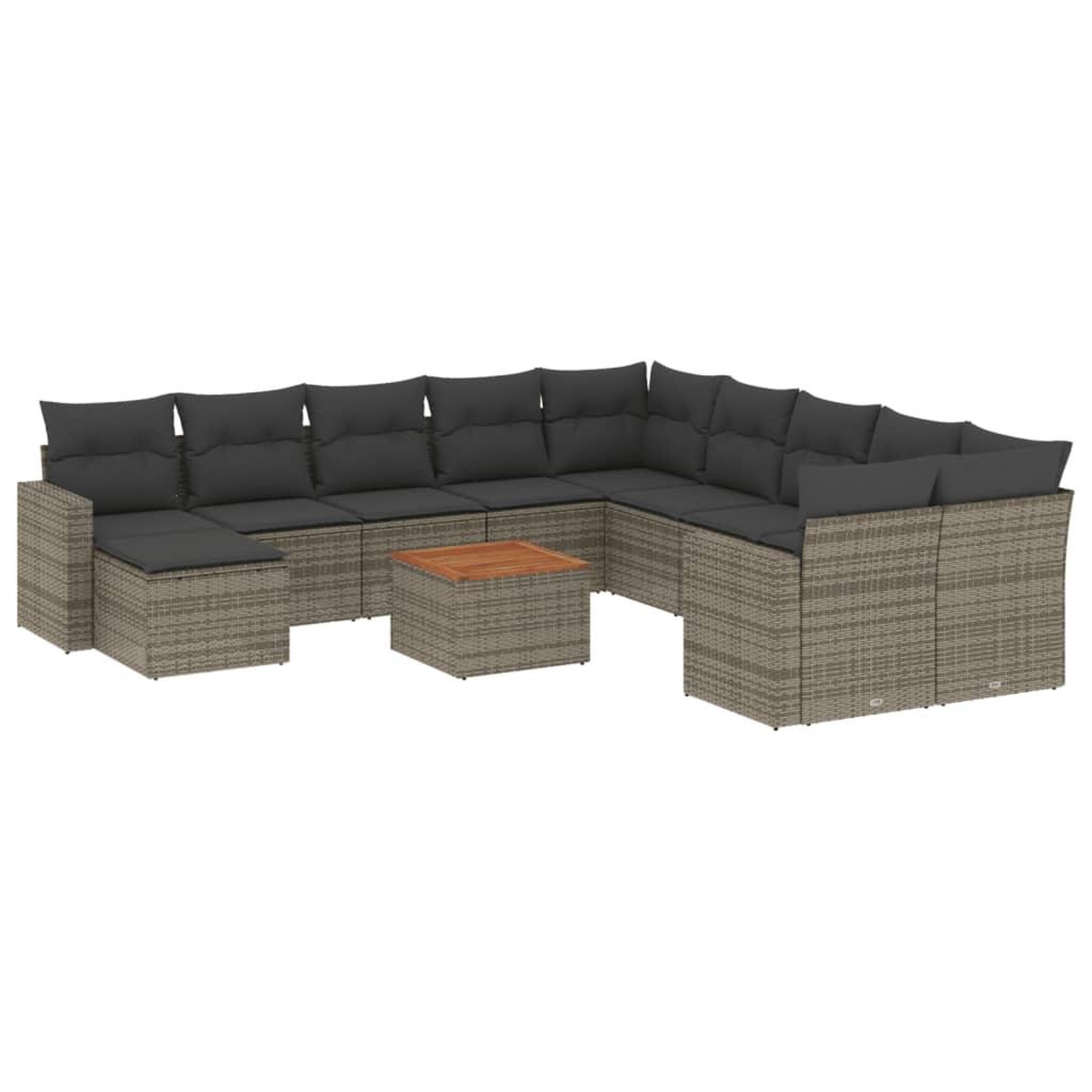 Voir la diapositive 2 : VIDAXL Salon de jardin avec coussins 12 pcs gris resine tressee