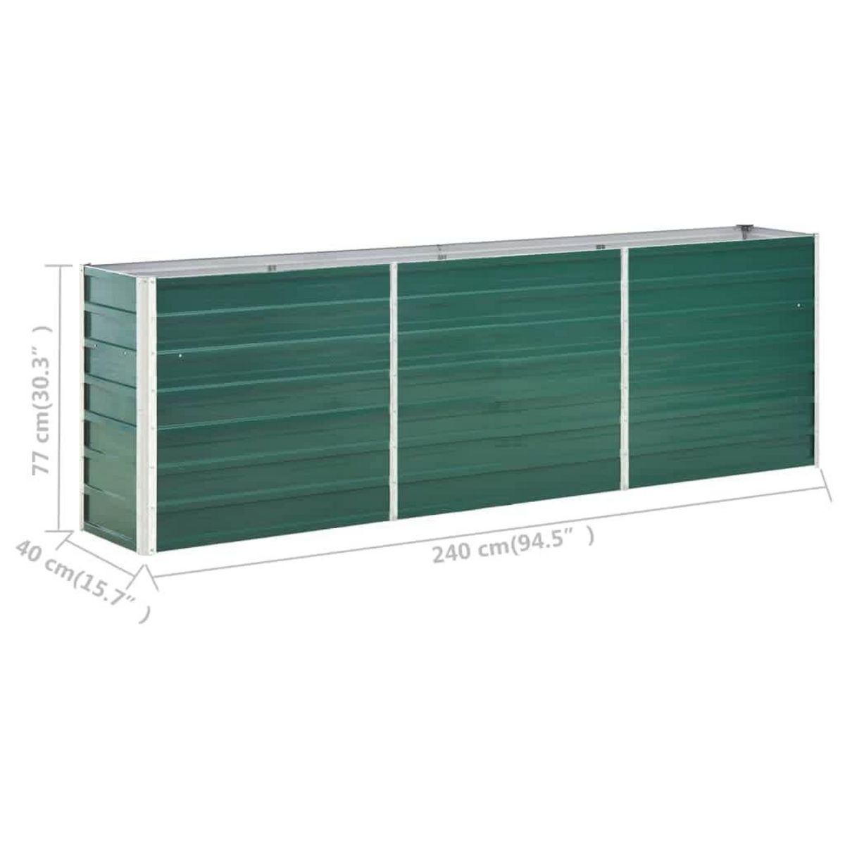 VIDAXL Lit sureleve de jardin Acier galvanise 240x40x77 cm Vert