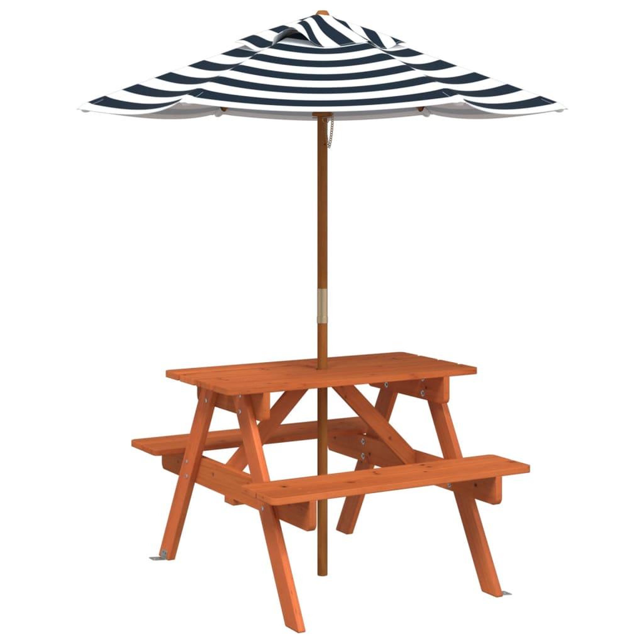 Voir la diapositive 2 : VIDAXL Table de pique-nique pour 4 enfants avec parasol bois de sapin