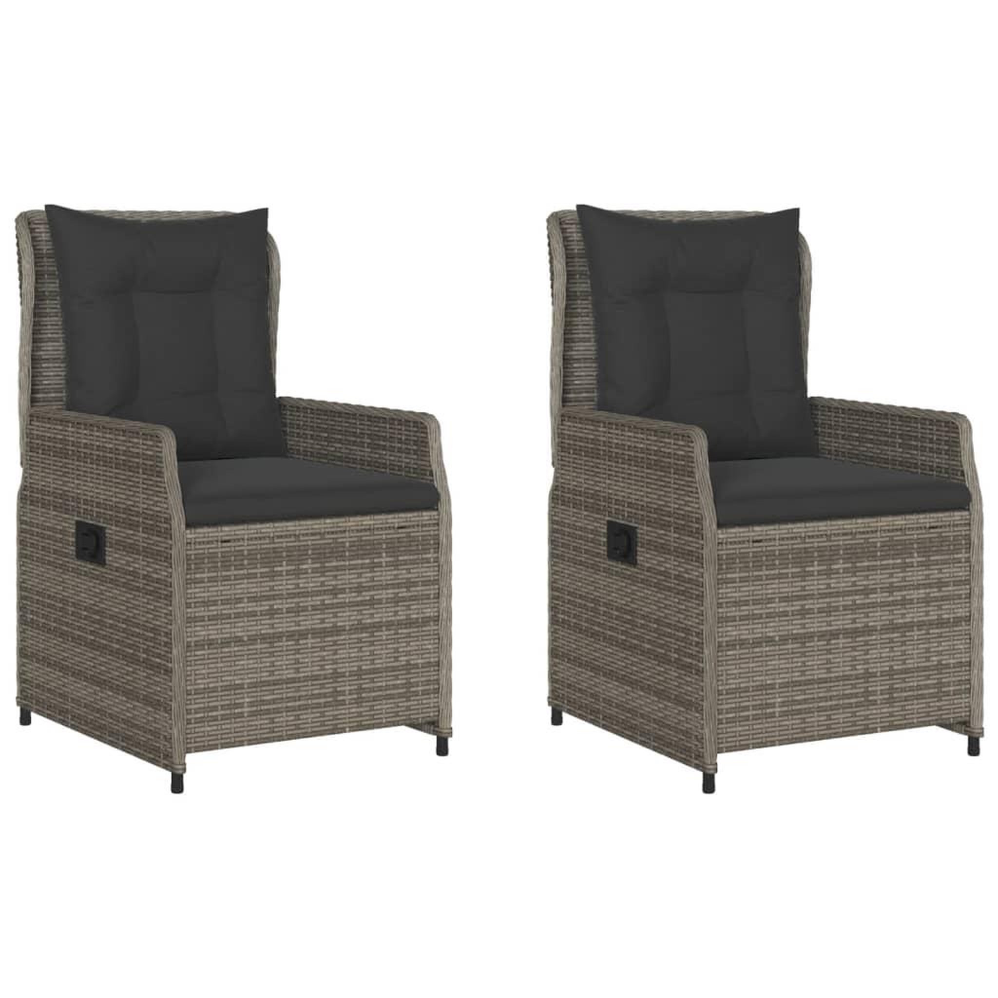 Voir la diapositive 2 : VIDAXL Chaises inclinables de jardin lot de 2 gris resine tressee
