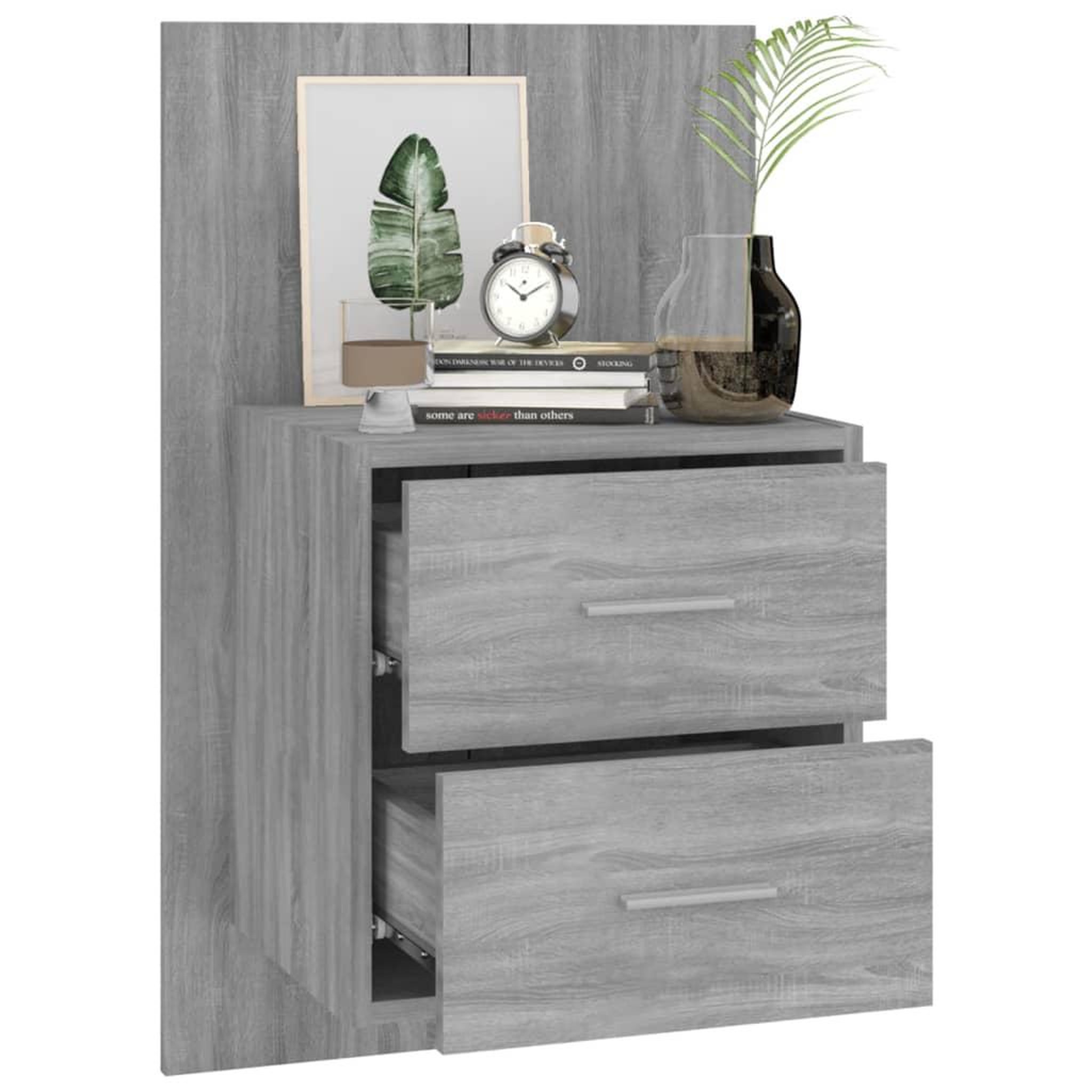 Voir la diapositive 4 : VIDAXL Table de chevet murale Sonoma gris
