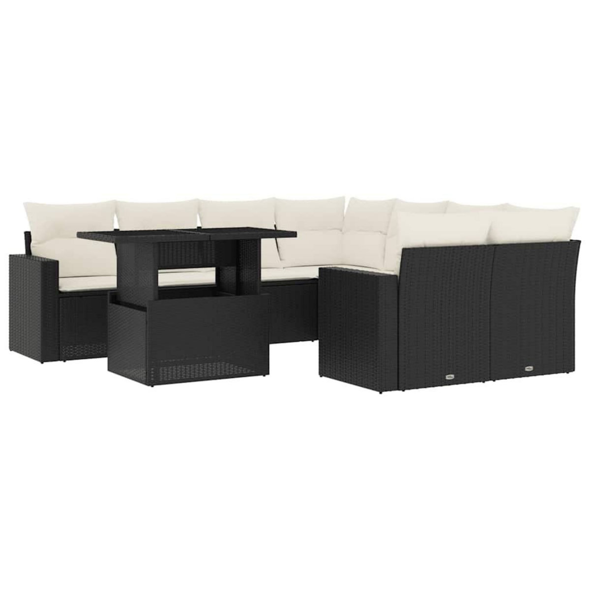 VIDAXL Salon de jardin 9 pcs avec coussins noir resine tressee