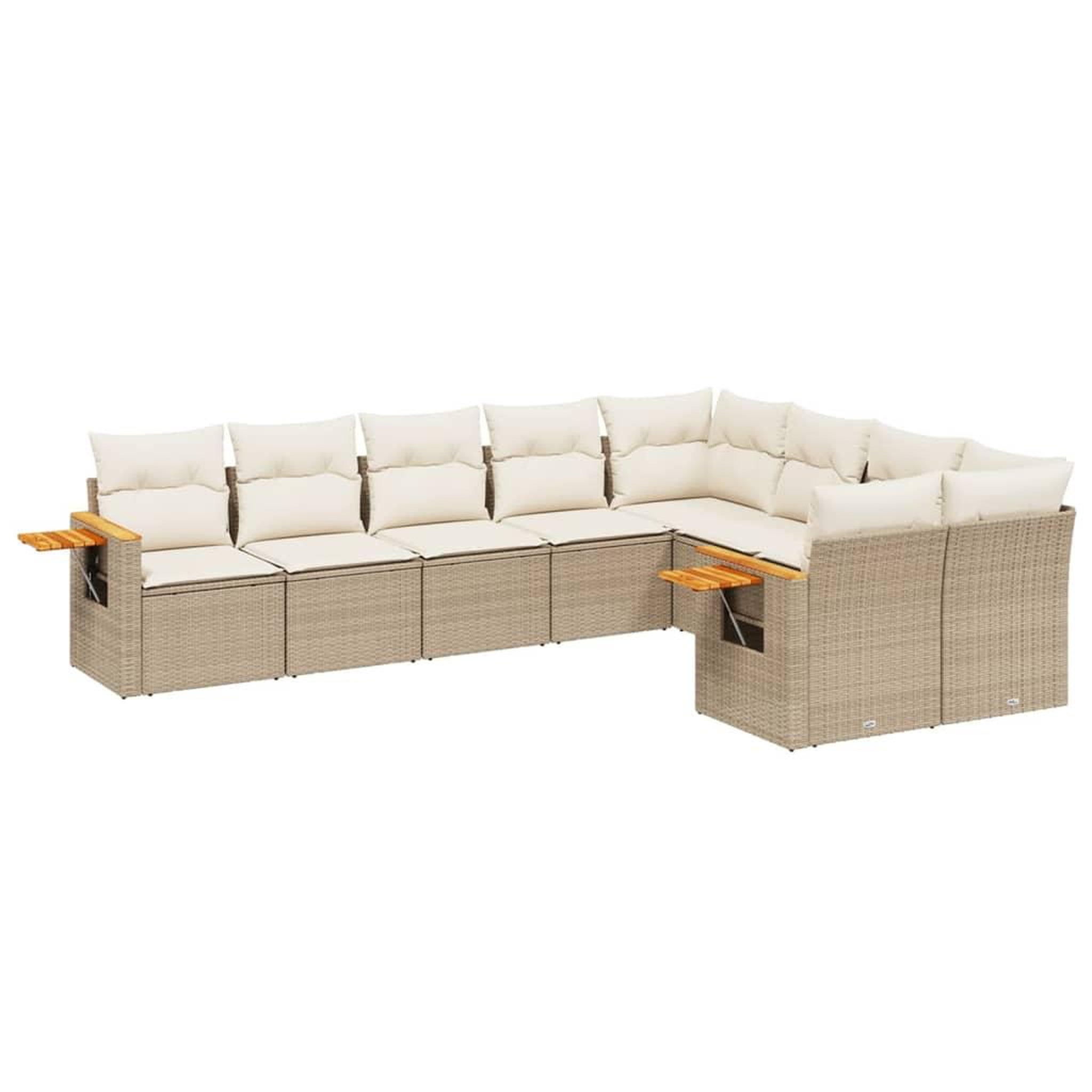 Voir la diapositive 2 : VIDAXL Salon de jardin avec coussins 9 pcs beige resine tressee