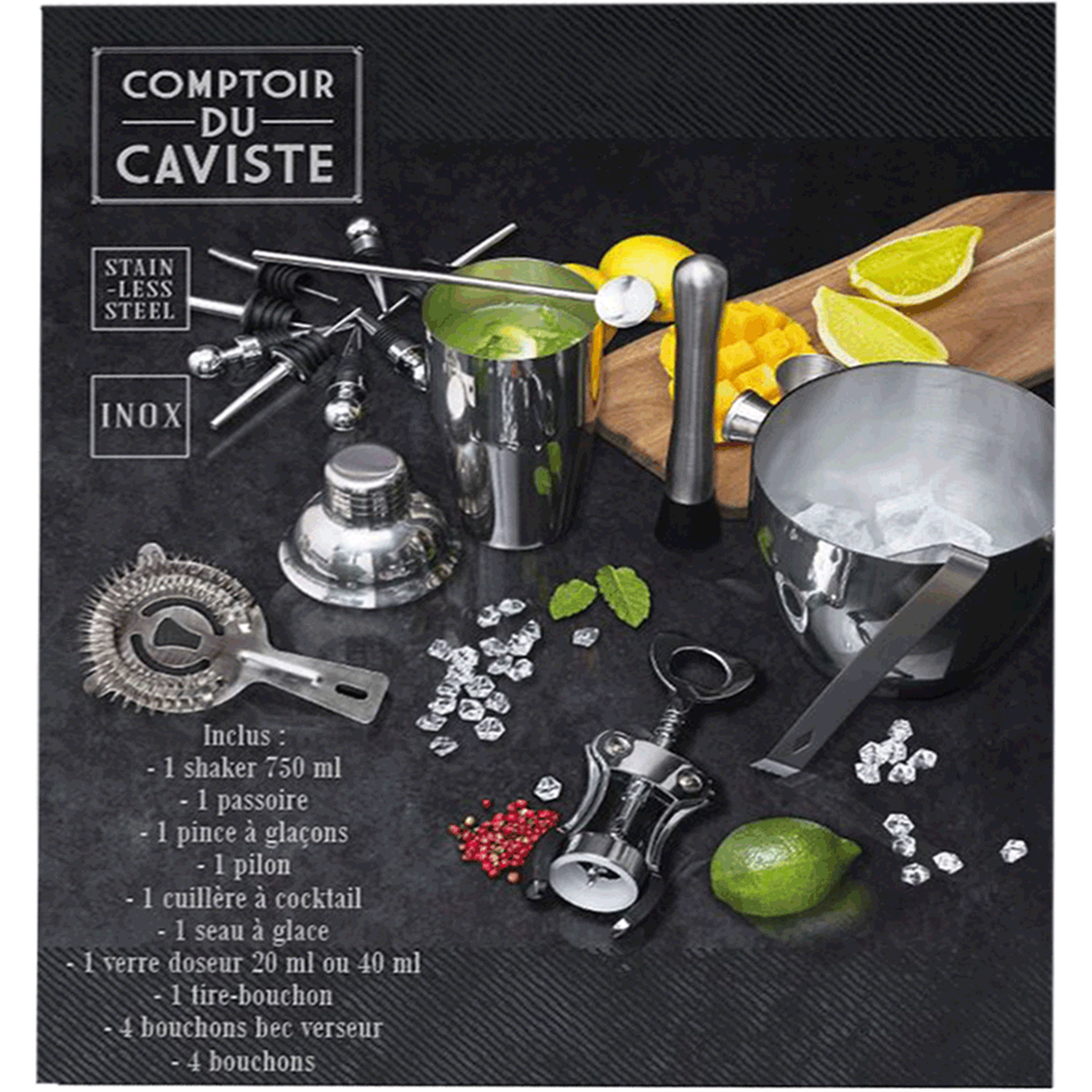Voir la diapositive 3 : TOILINUX Set à cocktail 16 accessoires en acier inoxydable