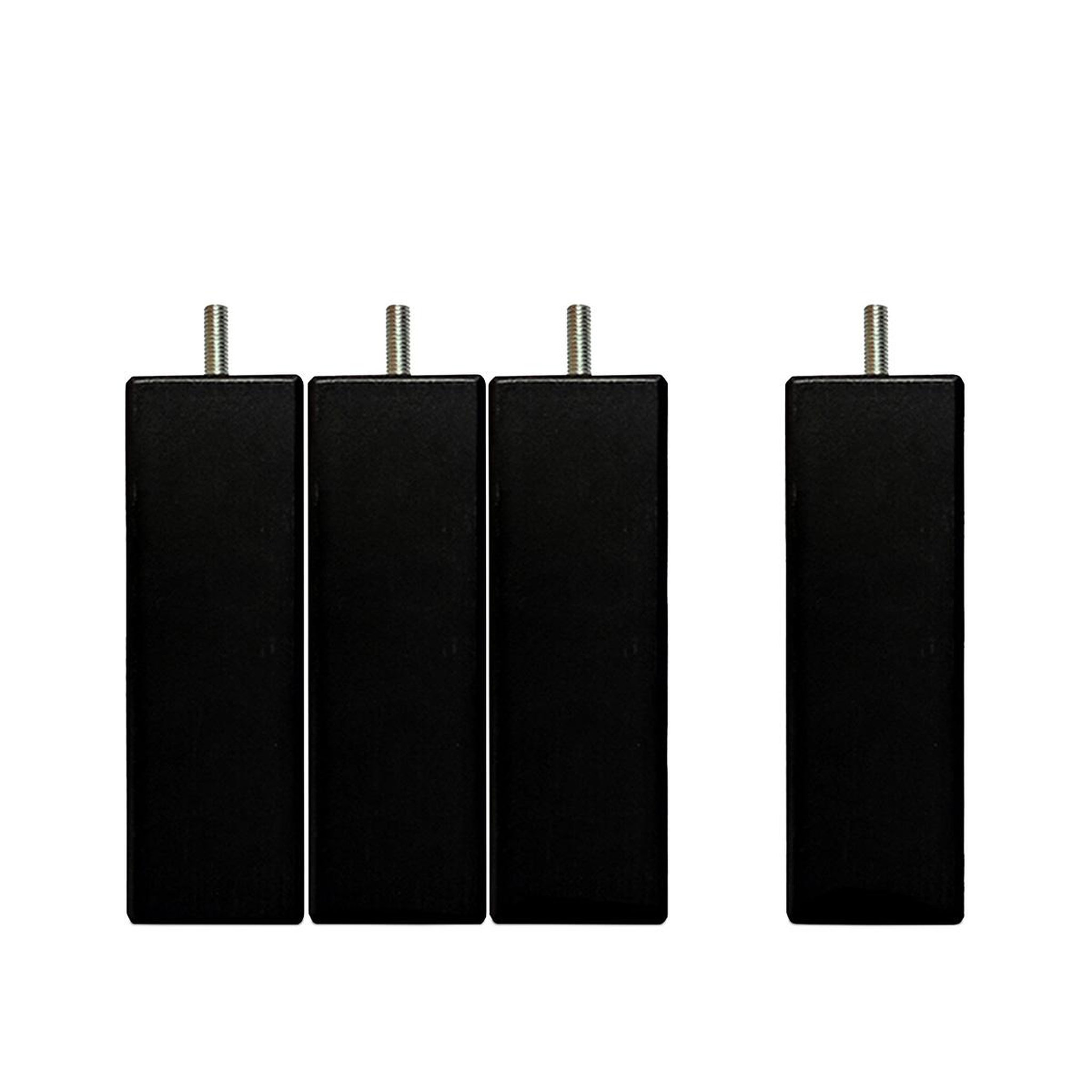 BELLECOUR BELLECOUR LITERIE | Jeu de pieds de lit carrés en bois Noirs (lot de 4). Coloris disponibles : Noir