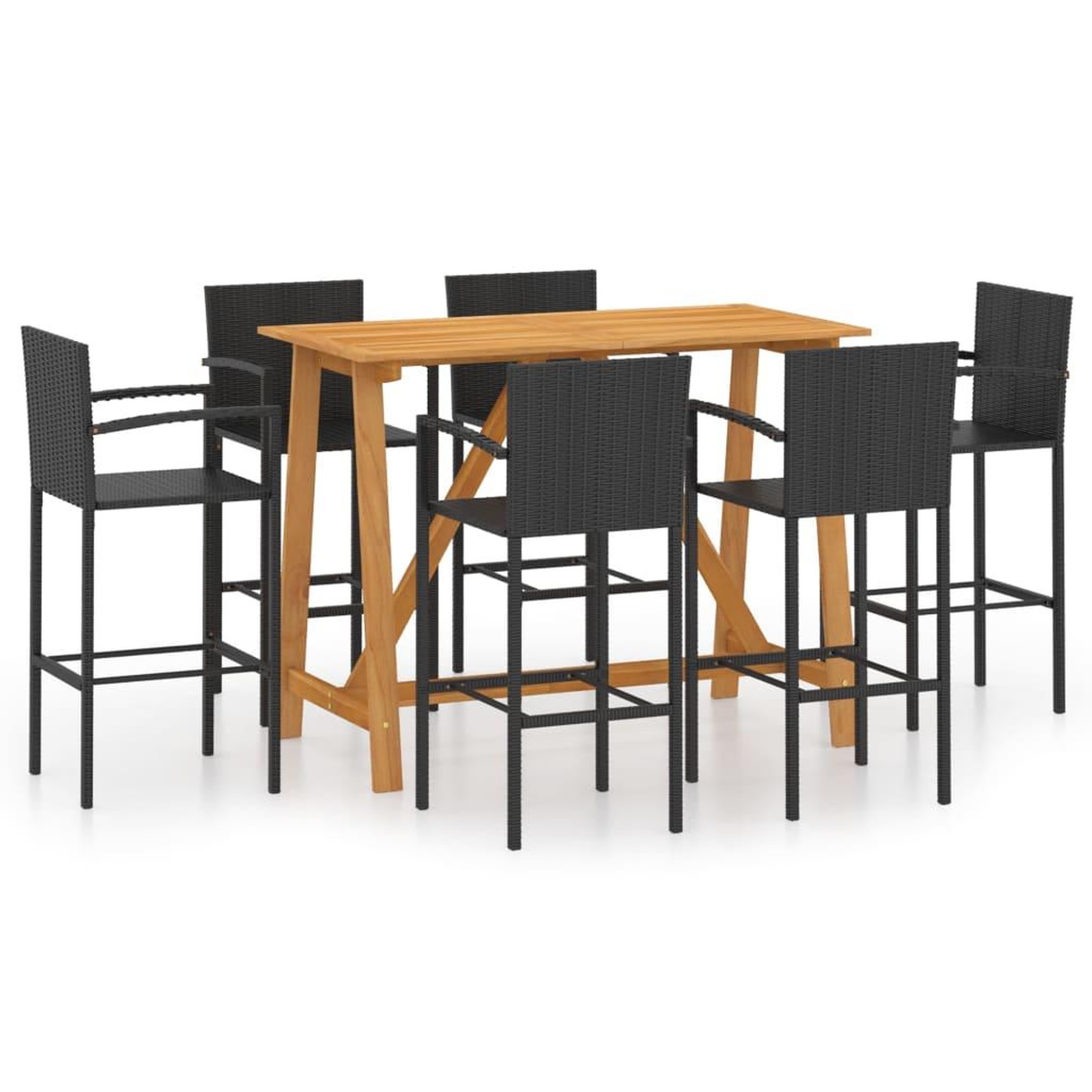 Voir la diapositive 2 : VIDAXL Ensemble de bar de jardin 7 pcs Noir