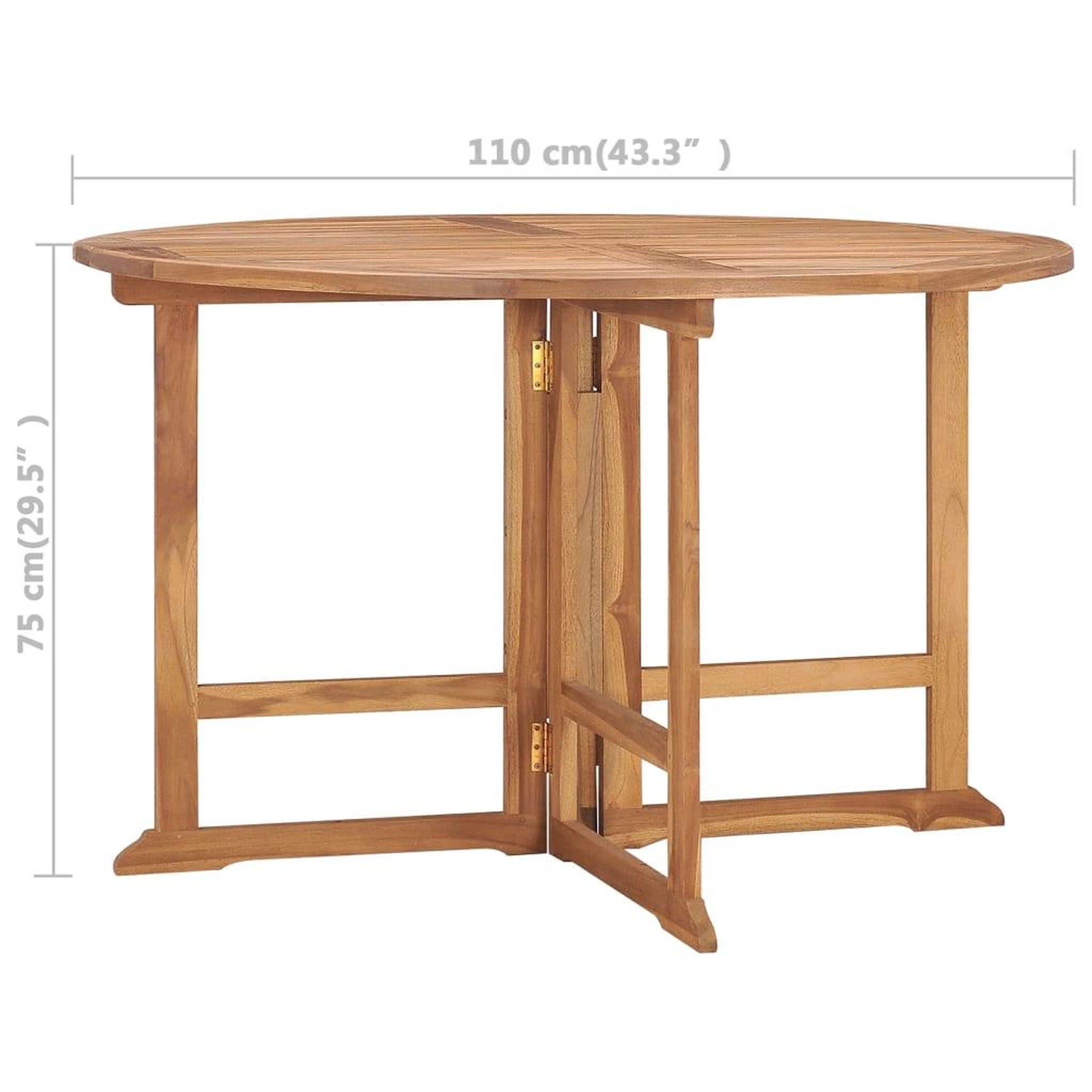 Voir la diapositive 6 : VIDAXL Table a dîner de jardin pliable Ø110x75 cm Bois massif de teck