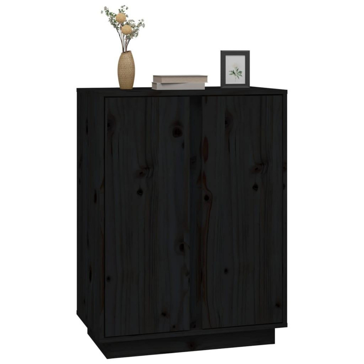 VIDAXL Buffet Noir 60x35x80 cm Bois massif de pin