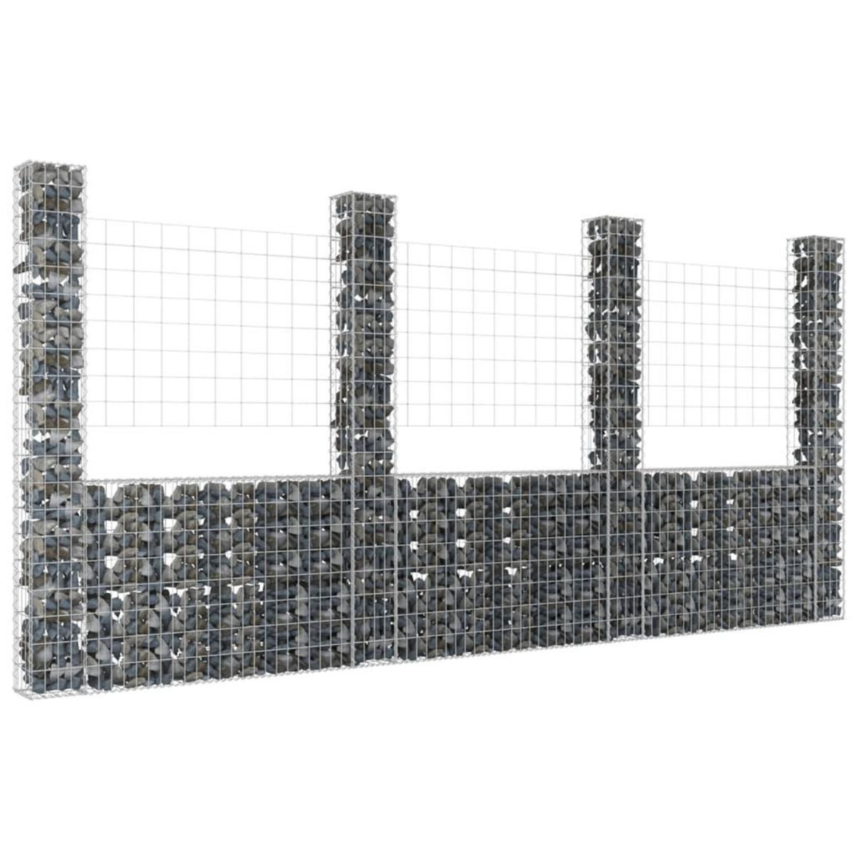 VIDAXL Panier de gabion en forme de U avec 4 poteaux Fer 380x20x200 cm
