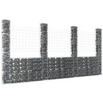 VIDAXL Panier de gabion en forme de U avec 4 poteaux Fer 380x20x200 cm