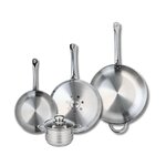 ELO Ensemble de 3 Poêles de cuisson 24, 28 et 32 cm et 1 faitout 14 cm Elo Profi Brillant