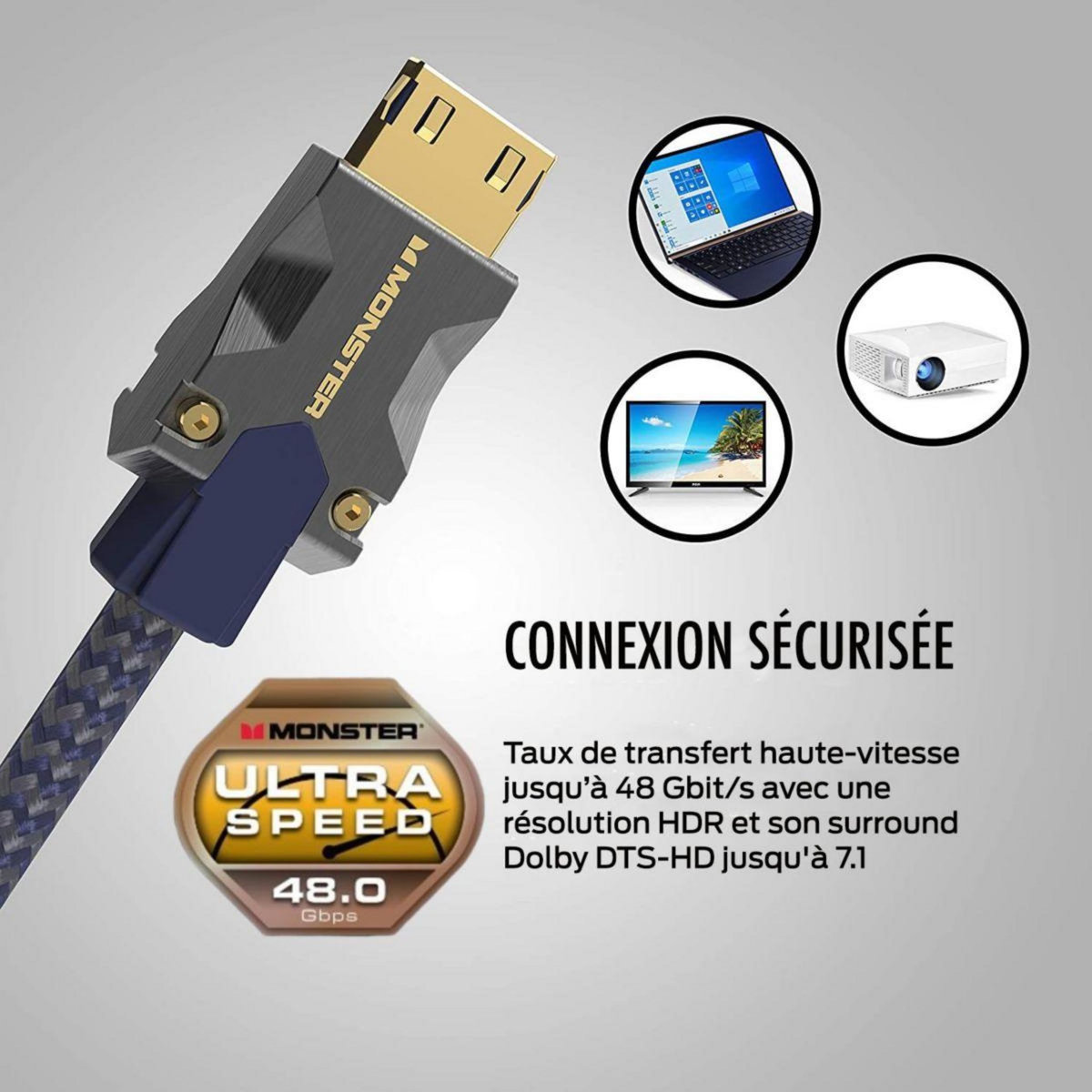 Monster Cable Câble HDMI M3000 UHD 8K DOLBYVISION HDR 48GBPS 1.5M