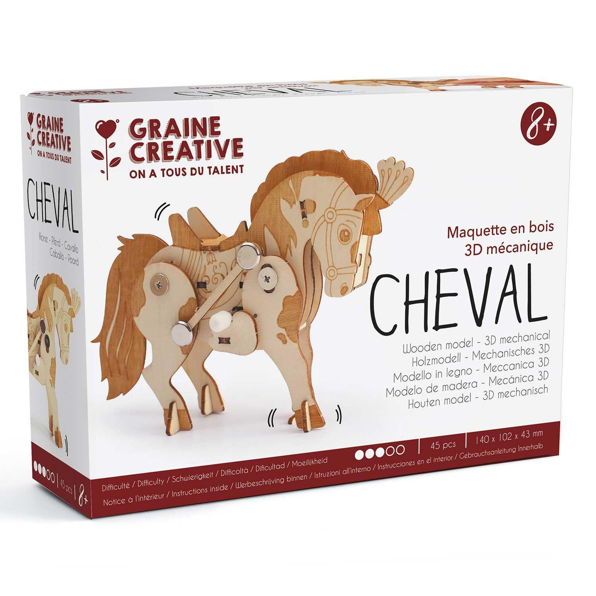 Voir la diapositive 1 : Graine créative Maquette 3D mécanique Cheval 14 cm