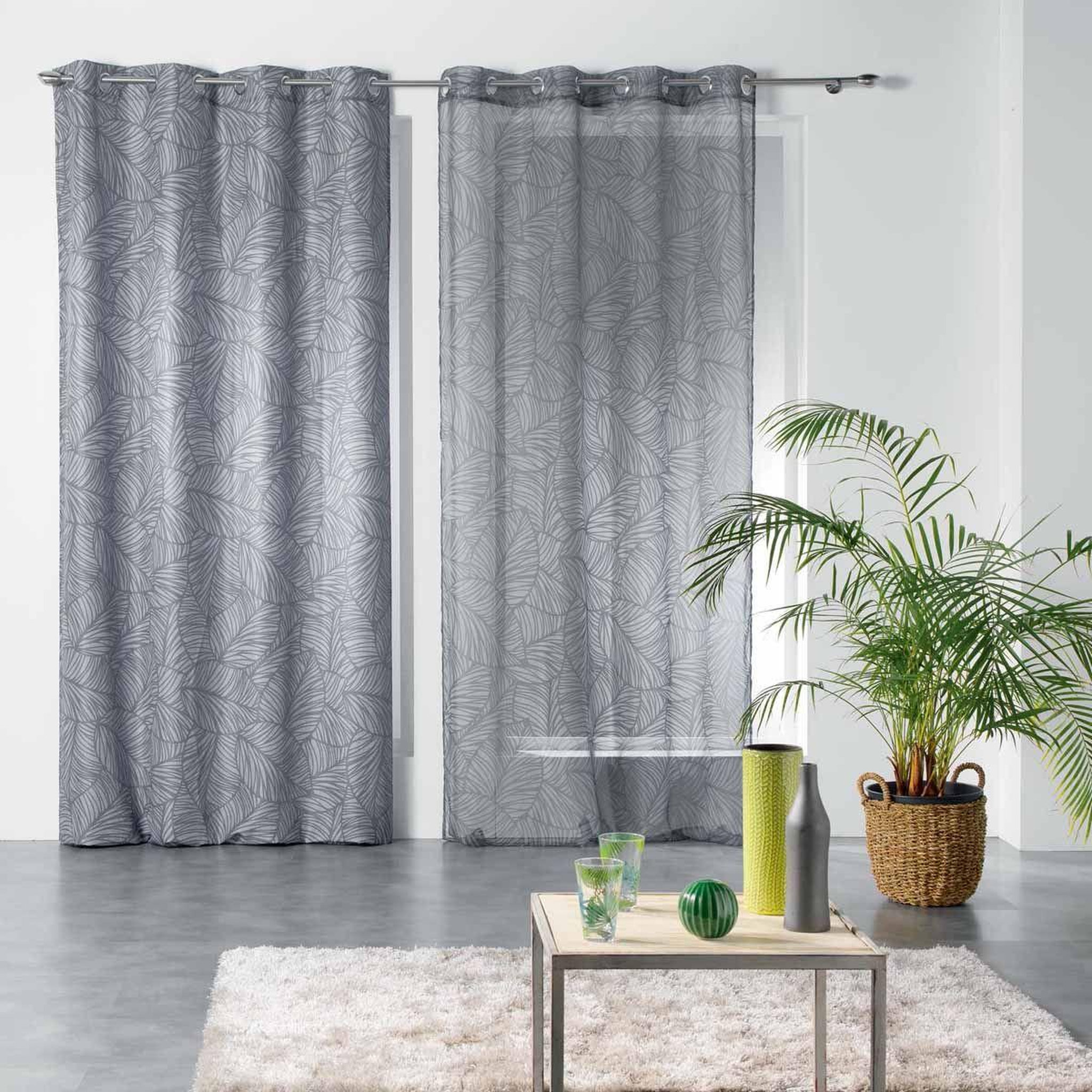 Voir la diapositive 3 : Douceur d'Intérieur Rideau voilage à œillets  galip  140x240cm anthracite