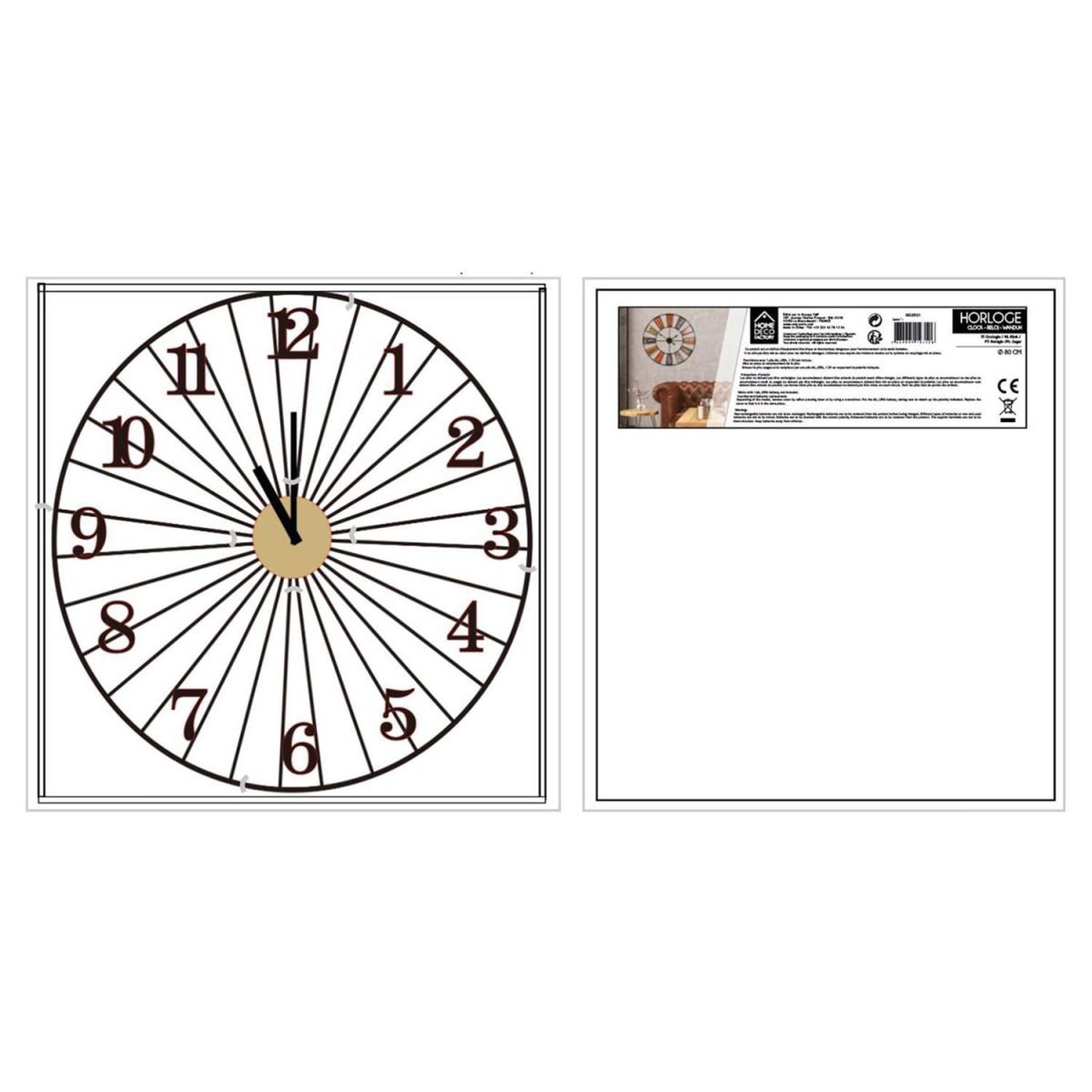 Voir la diapositive 3 : The Home Deco Factory Horloge murale design  filaire  50cm noir