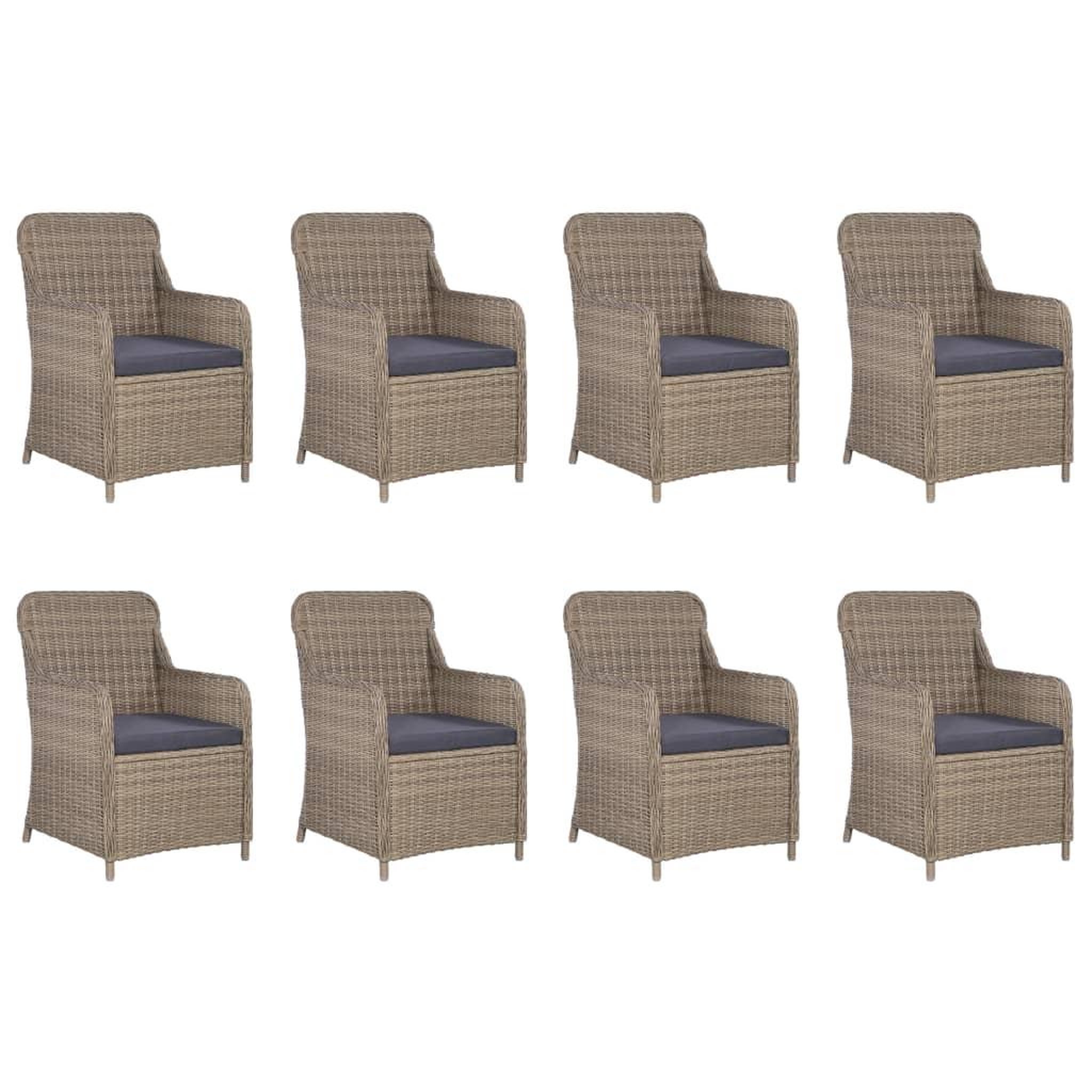 Voir la diapositive 3 : VIDAXL Ensemble a manger de jardin 9 pcs Resine tressee Marron