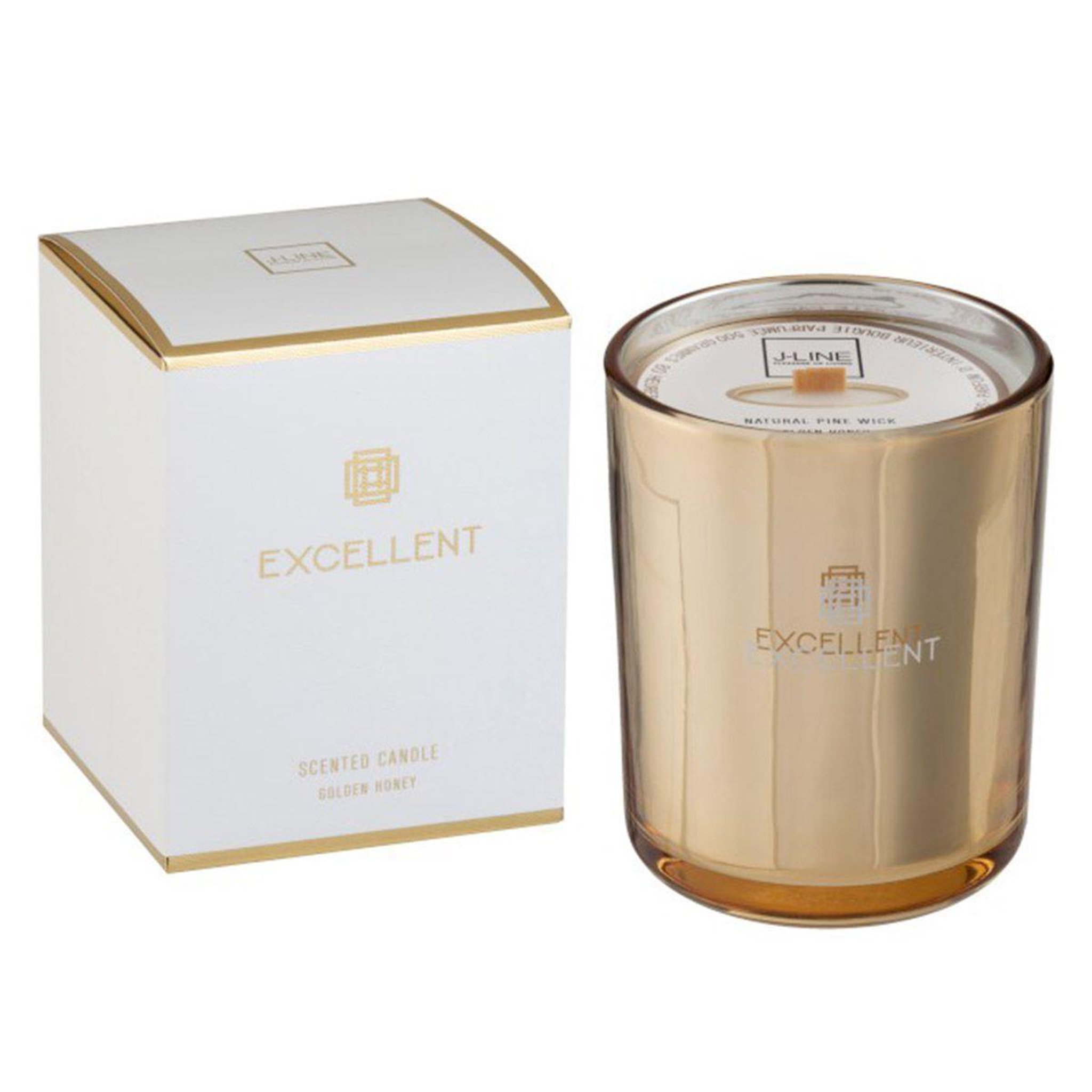 Voir la diapositive 1 : J-LINE Bougie Parfumée en Verre  Excellent  14cm Golden Honey