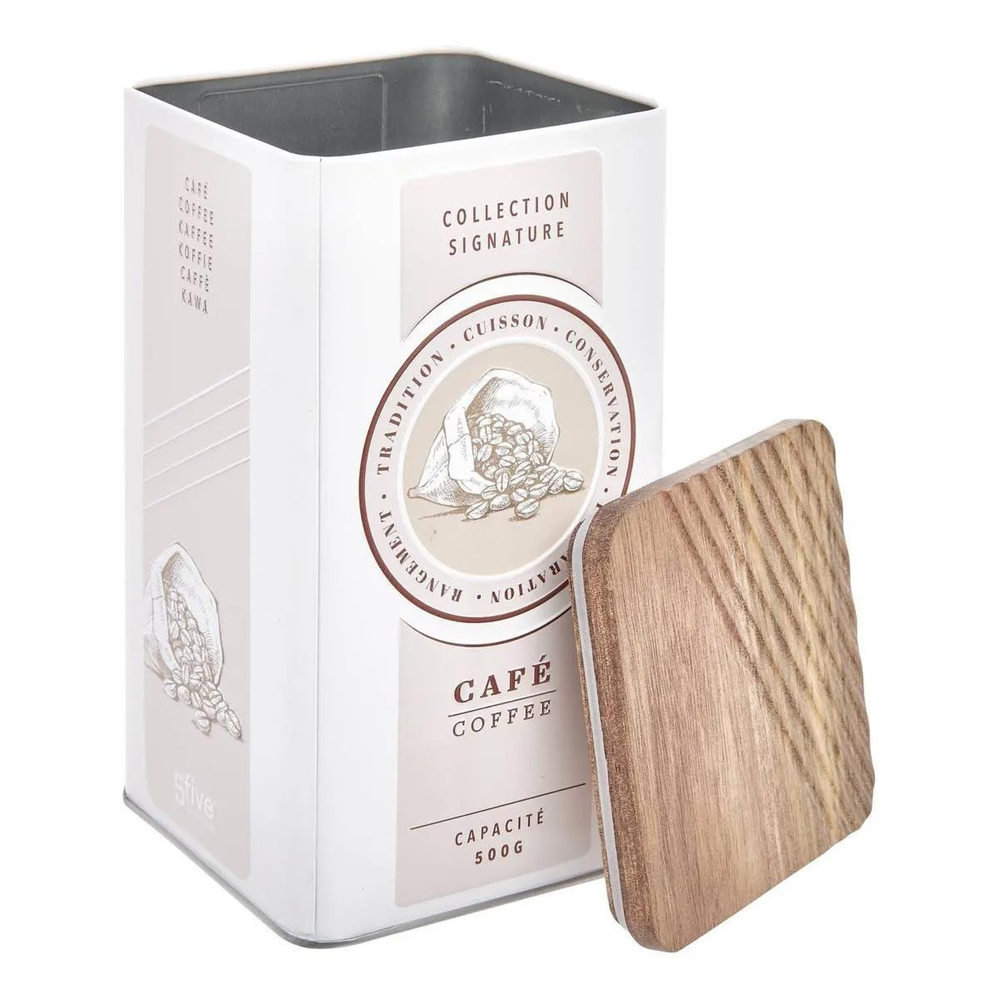 Voir la diapositive 2 : FIVE Boîte à café en métal  signature  1,6l crème