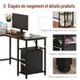 Voir la diapositive 6 : HOMCOM Bureau informatique design industriel bureau d'angle 2 tablettes support CPU imprimante aspect vieux bois métal noir